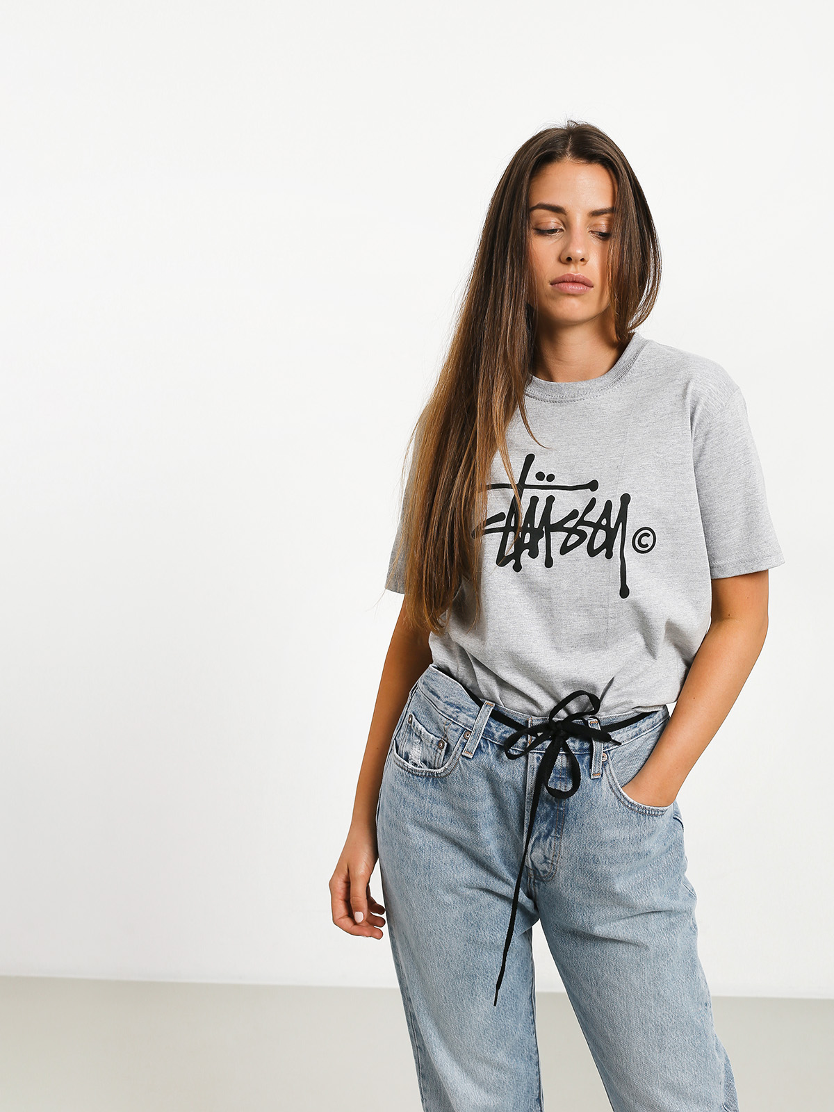 Stussy Basic Logo T-shirt Wmn (grey heather)