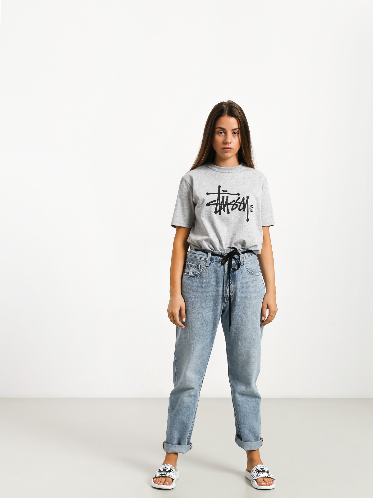 Stussy Basic Logo T-shirt Wmn (grey heather)
