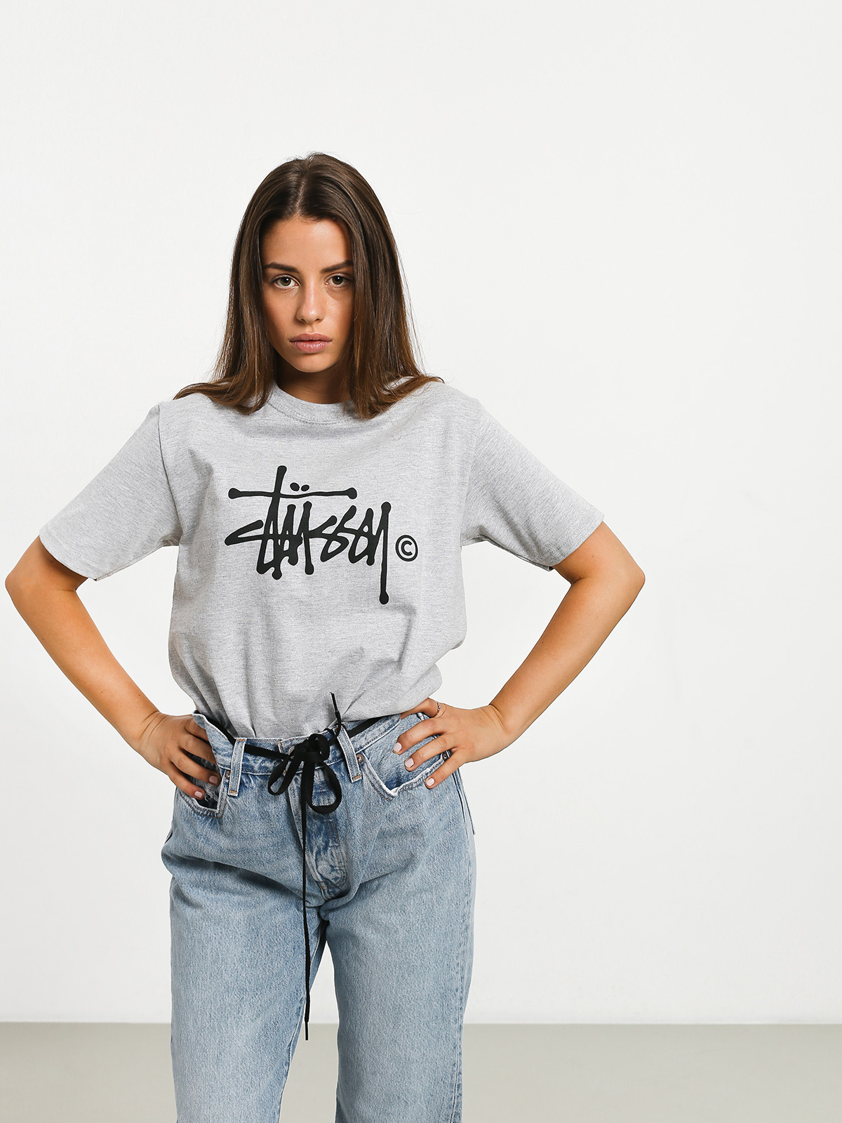 Stussy Basic Logo T-shirt Wmn (grey heather)