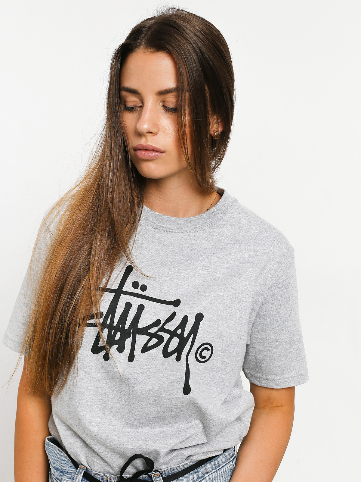 Stussy Basic Logo T-shirt Wmn (grey heather)