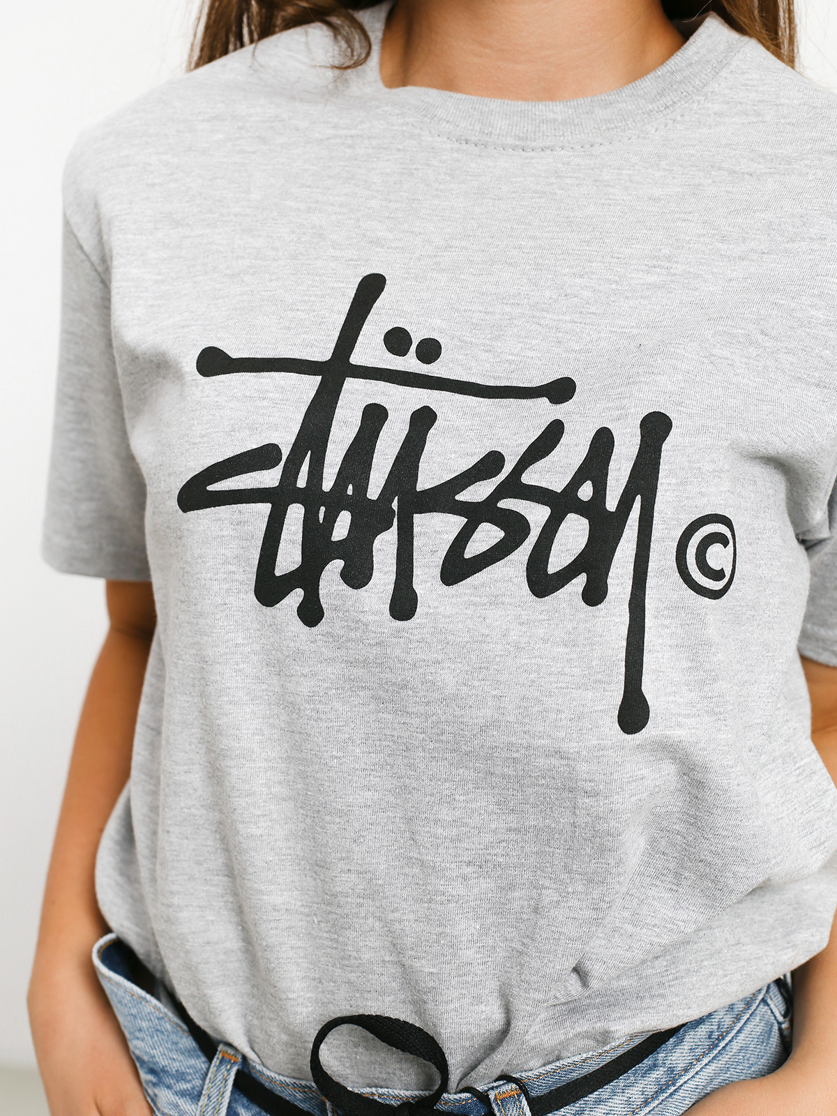 Stussy Basic Logo T-shirt Wmn (grey heather)