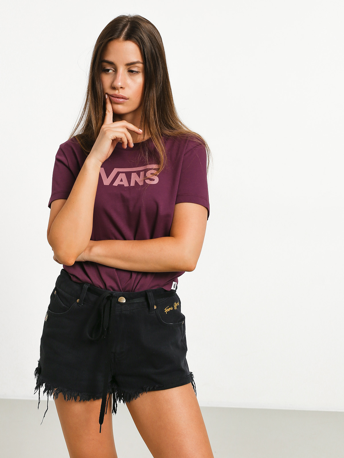 Vans Flying V Classic T shirt Wmn prune