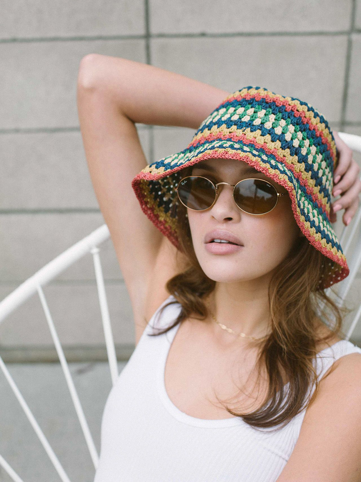 Brixton Essex Raffia Bucket Hat Wmn (multi)