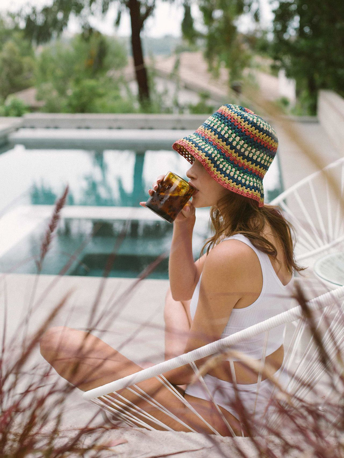 Brixton Essex Raffia Bucket Hat Wmn (multi)