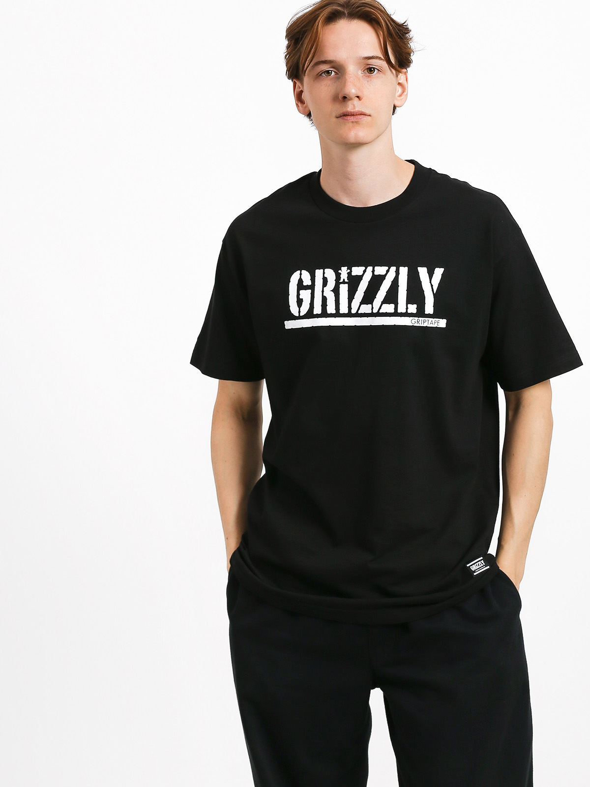Grizzly Griptape Stamp T-shirt (black/white)