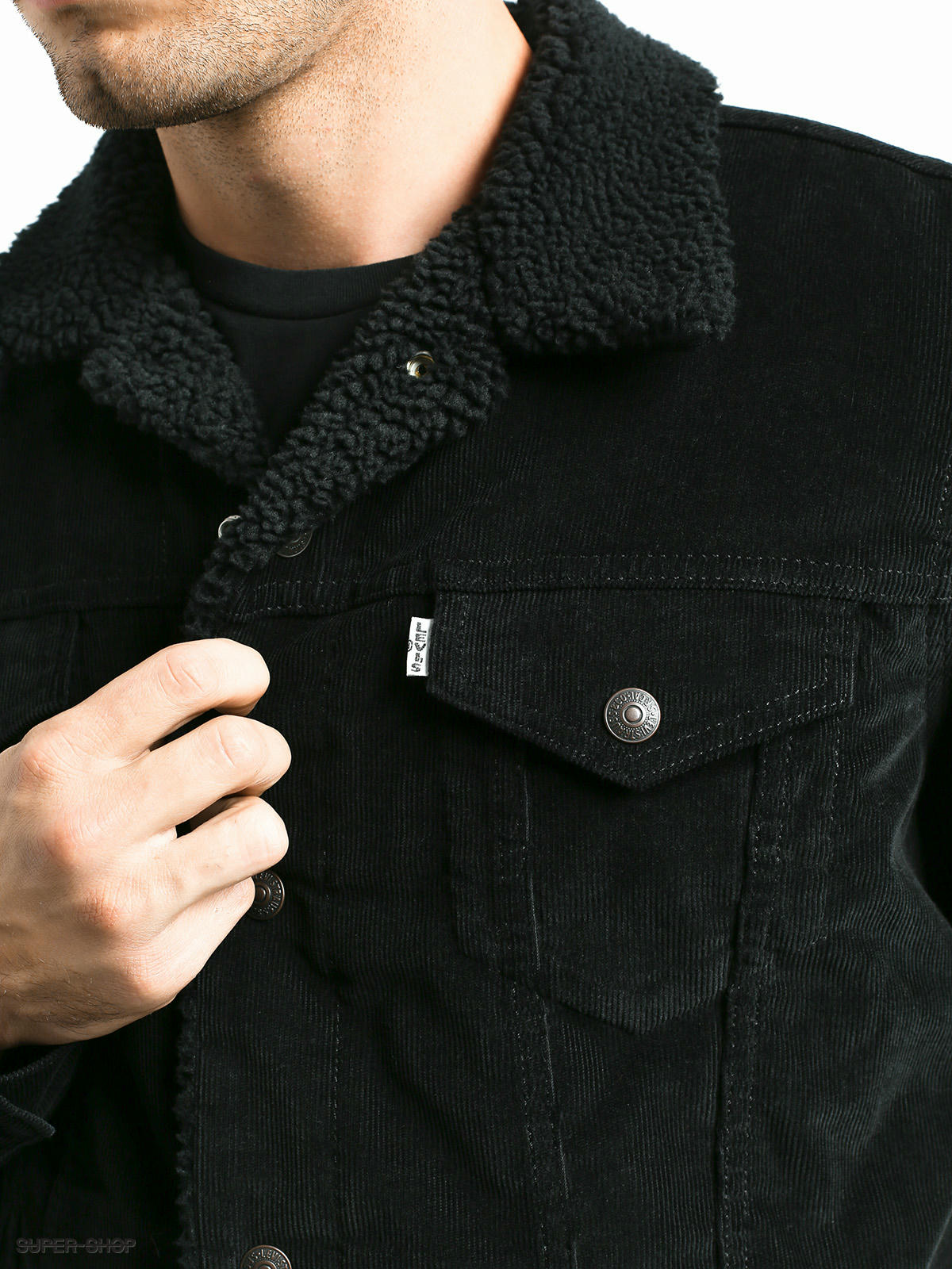 levi's type 3 sherpa jacket black cord