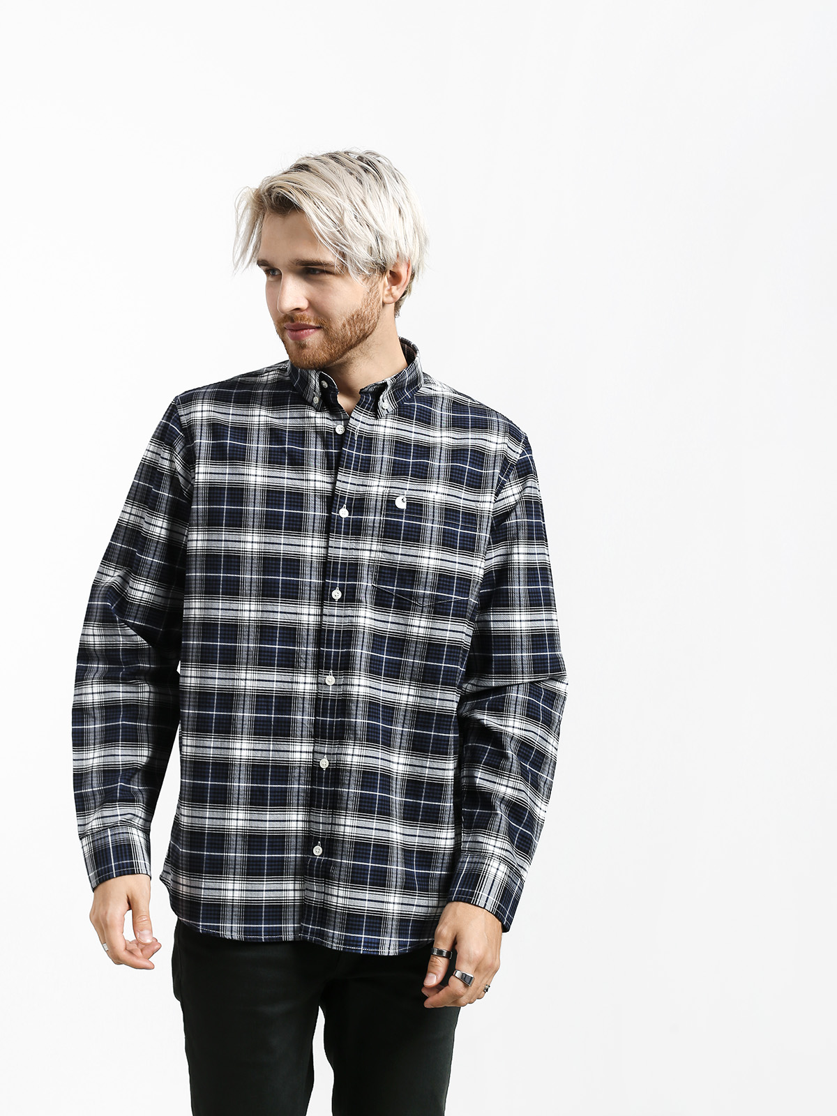 Carhartt WIP Longsleeve Linville Shirt (linville check blue/wax)
