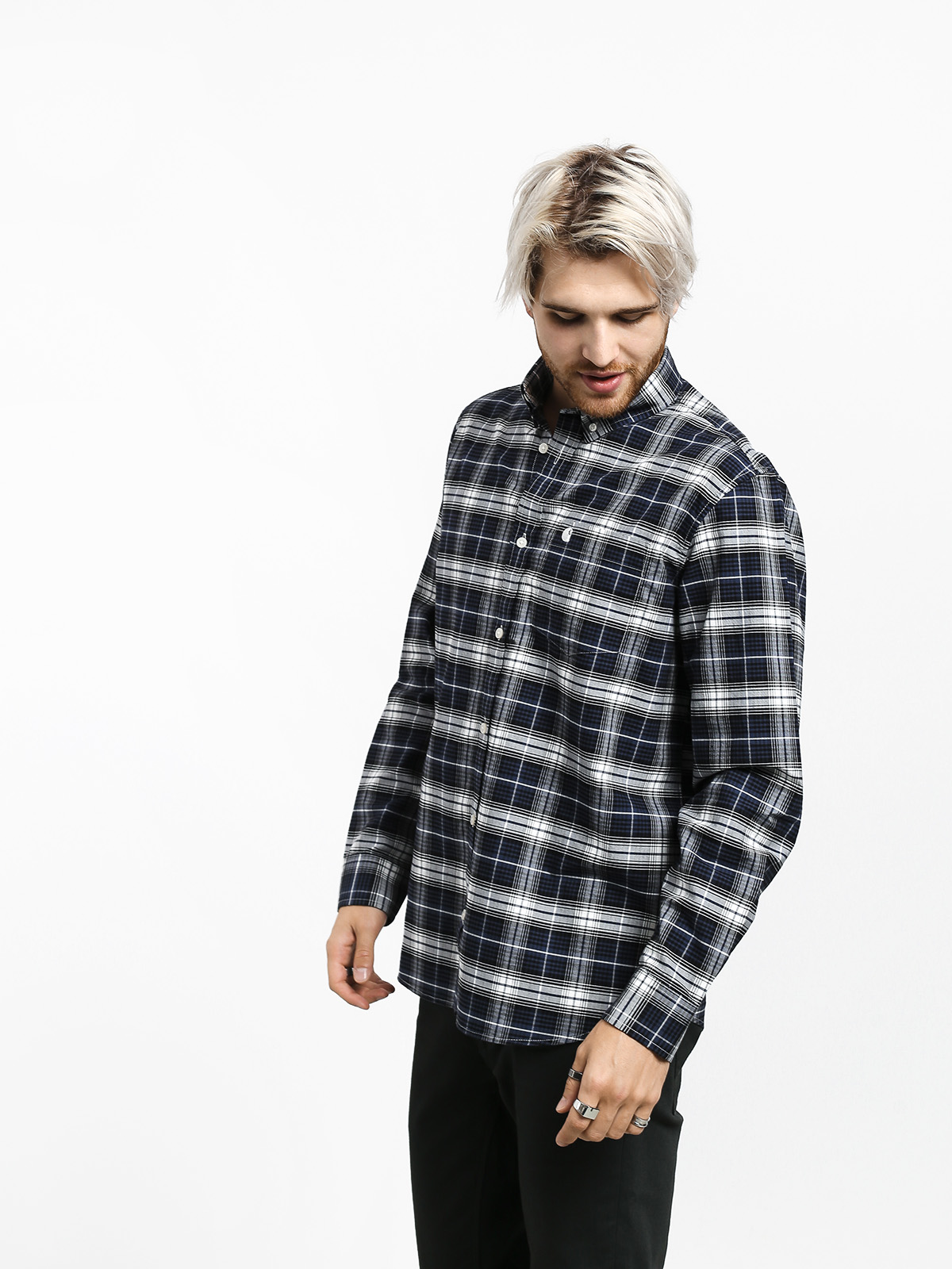 Carhartt WIP Longsleeve Linville Shirt (linville check blue/wax)