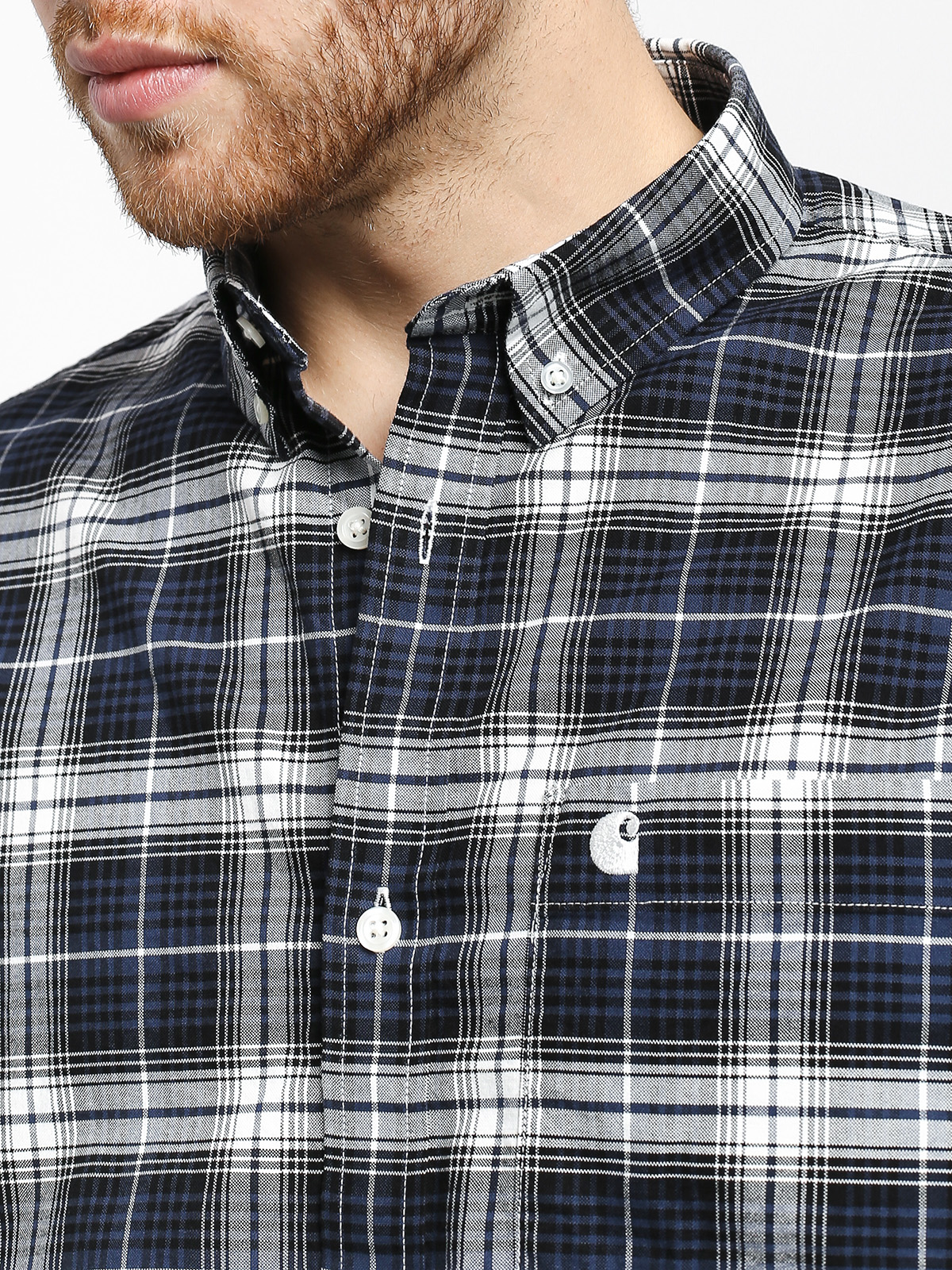 Carhartt WIP Longsleeve Linville Shirt navy blue (linville check