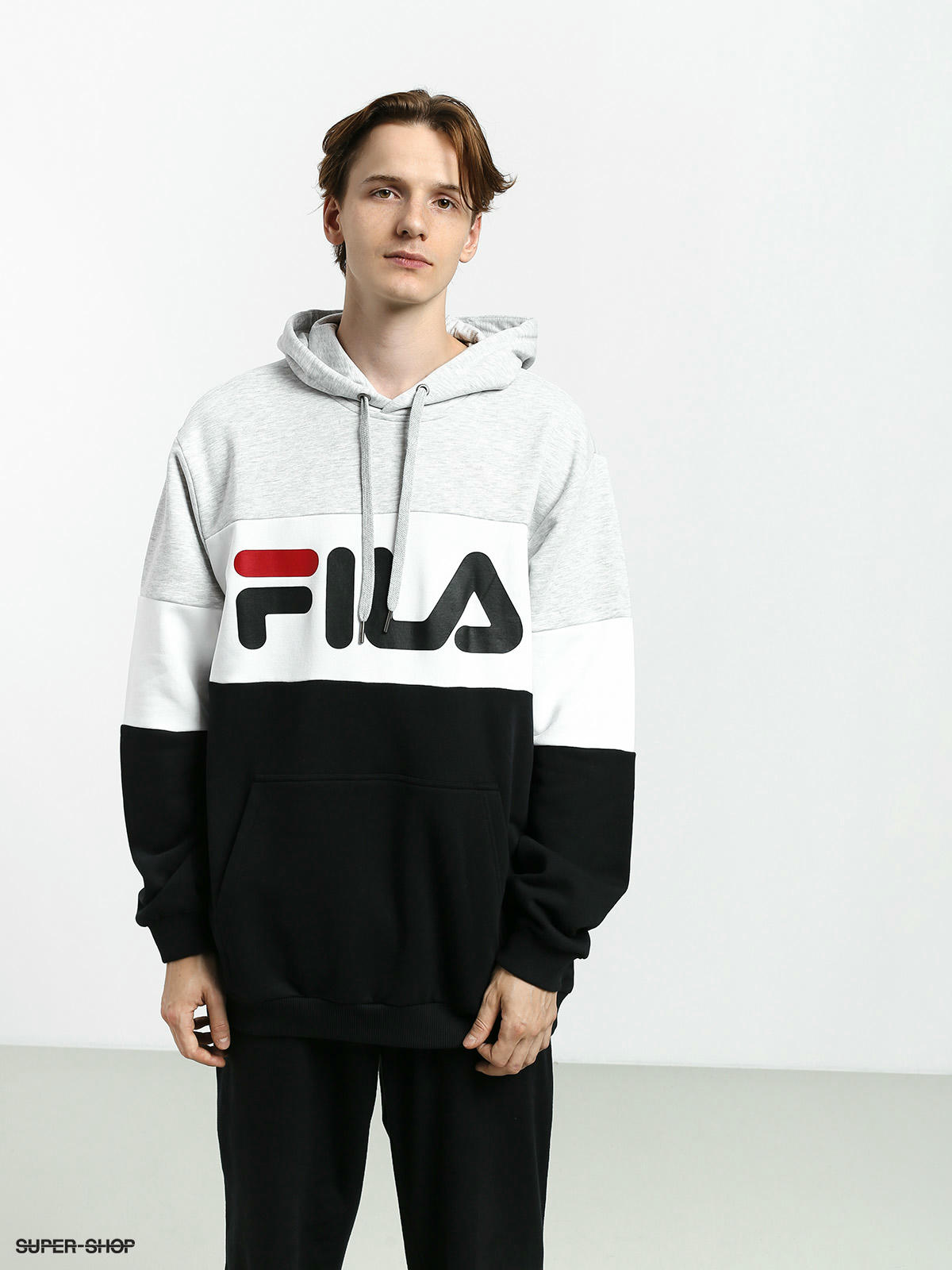 fila black and white hoodie