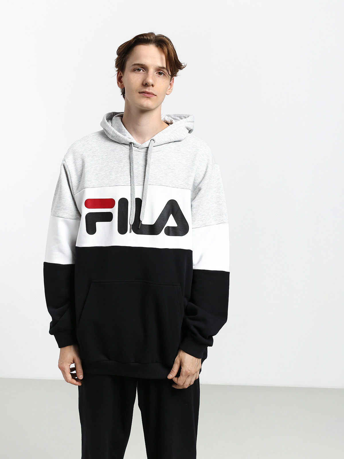 Fila Night Blocked HD Hoodie (light grey melange/black/bright white)