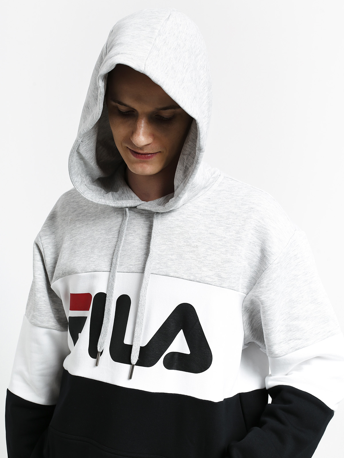 Fila Night Blocked HD Hoodie (light grey melange/black/bright white)