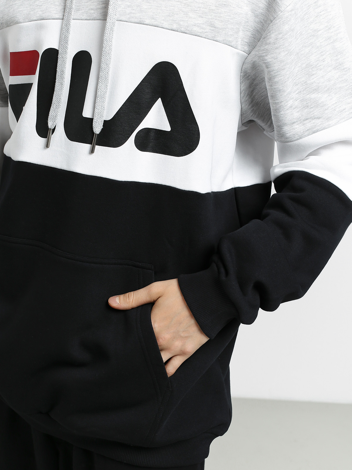 Fila Night Blocked HD Hoodie (light grey melange/black/bright white)