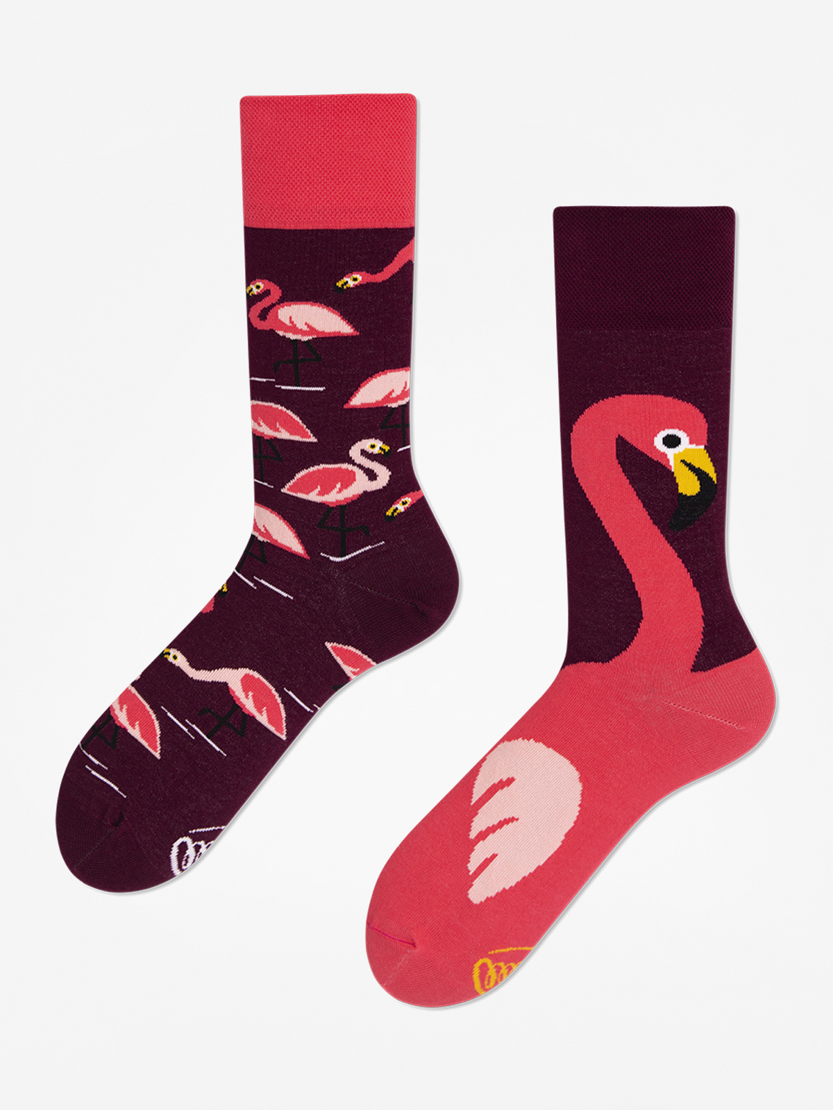 Many Mornings Pink Flamingo Socks (pink/brown)