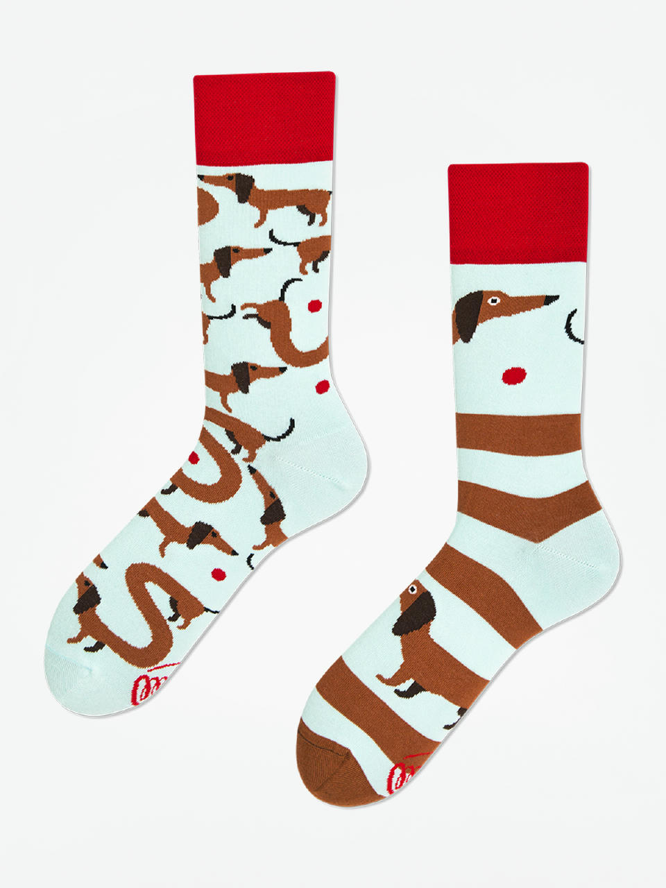 Many Mornings Sausage Dog Socks (light blue/brown)