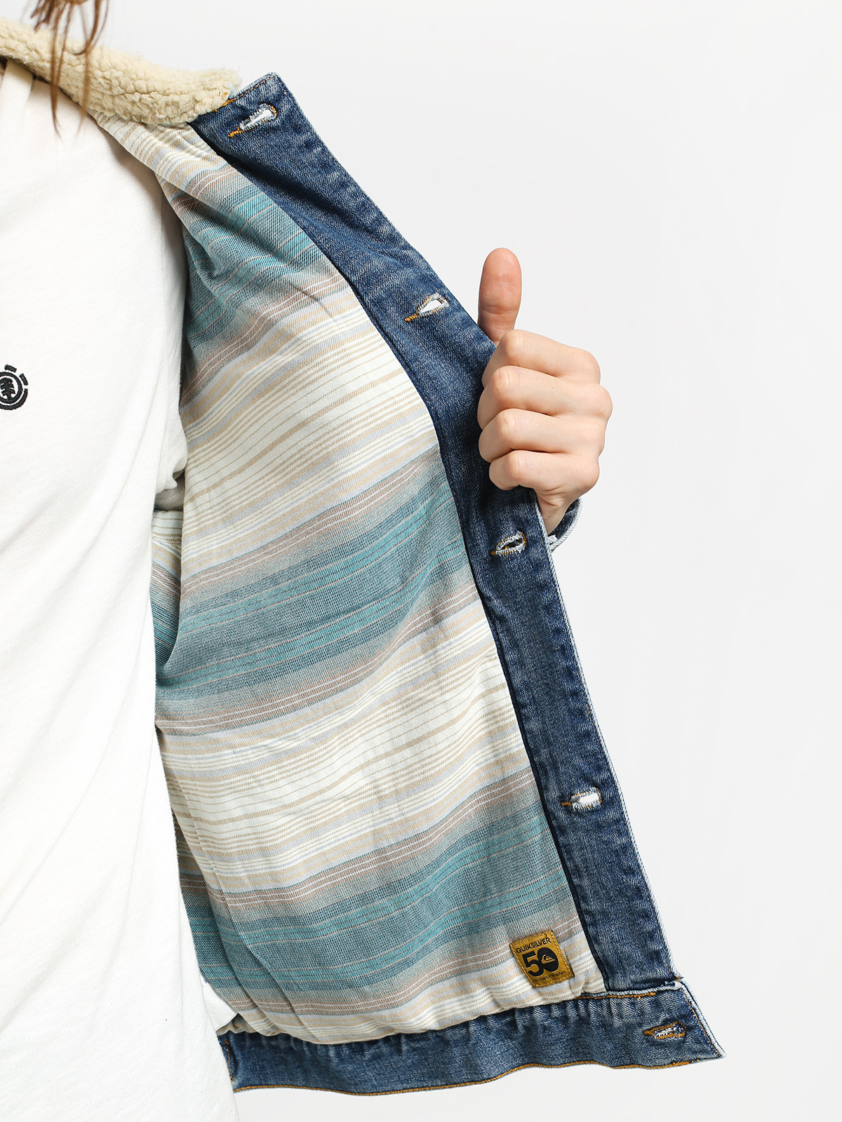 Quiksilver Denim Jacket Sherpa Jacket (blue used)