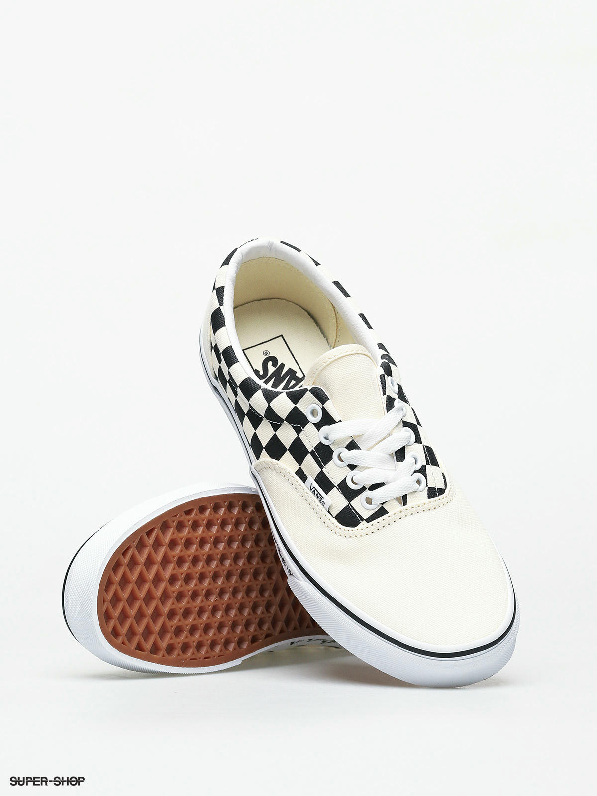 Vans primary check era deals marshmallow & black shoes