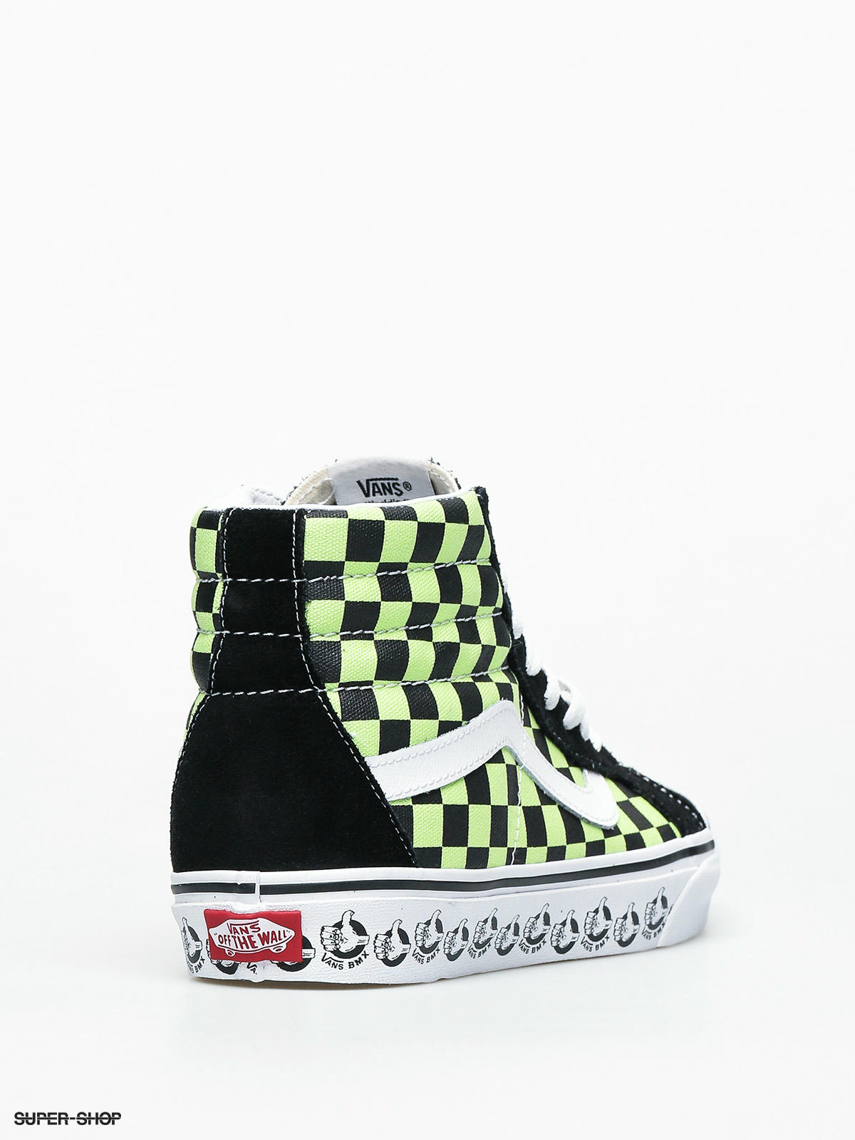 green checkered high top vans