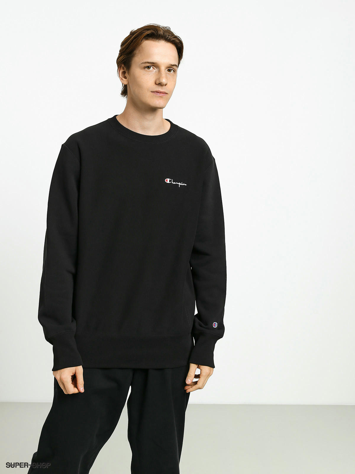 Champion Premium Reverse Weave Crewneck Left Chest Logo Sweatshirt (nbk)