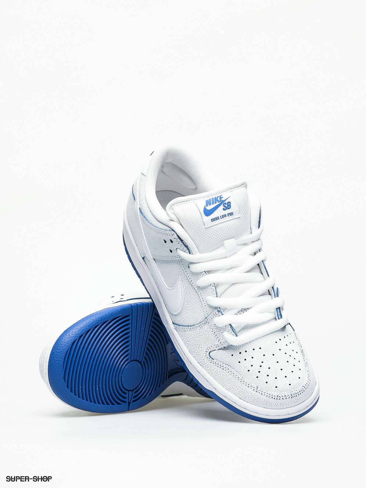 Nike SB Dunk Low Pro Prm Shoes (white/white game royal)