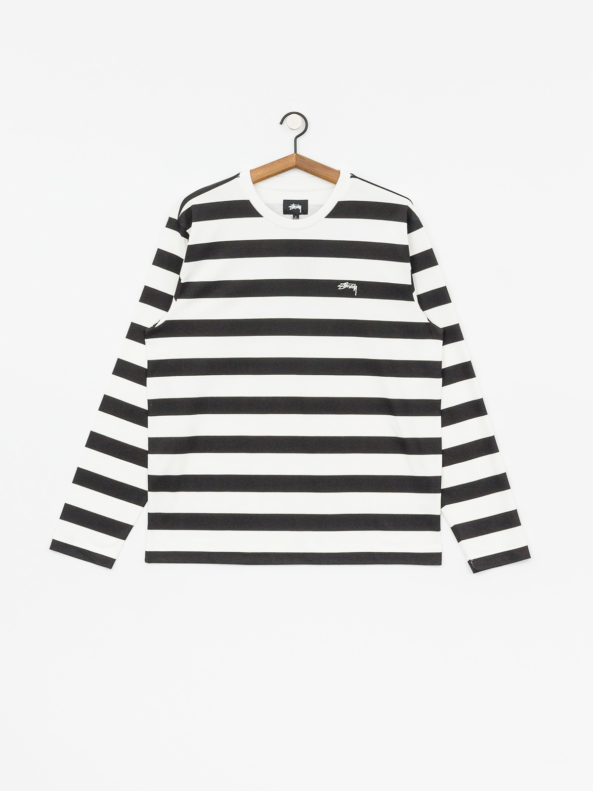 Stussy colours stripe short discount long sleeve tee black