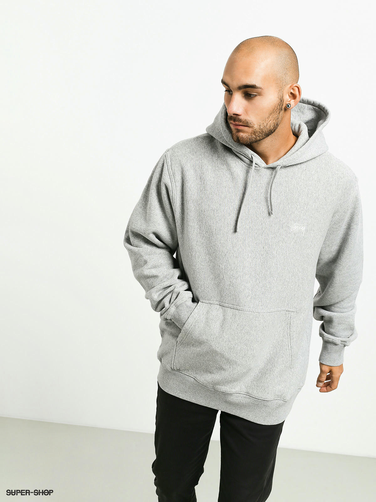 Stussy Stock Logo HD Hoodie (grey heather)