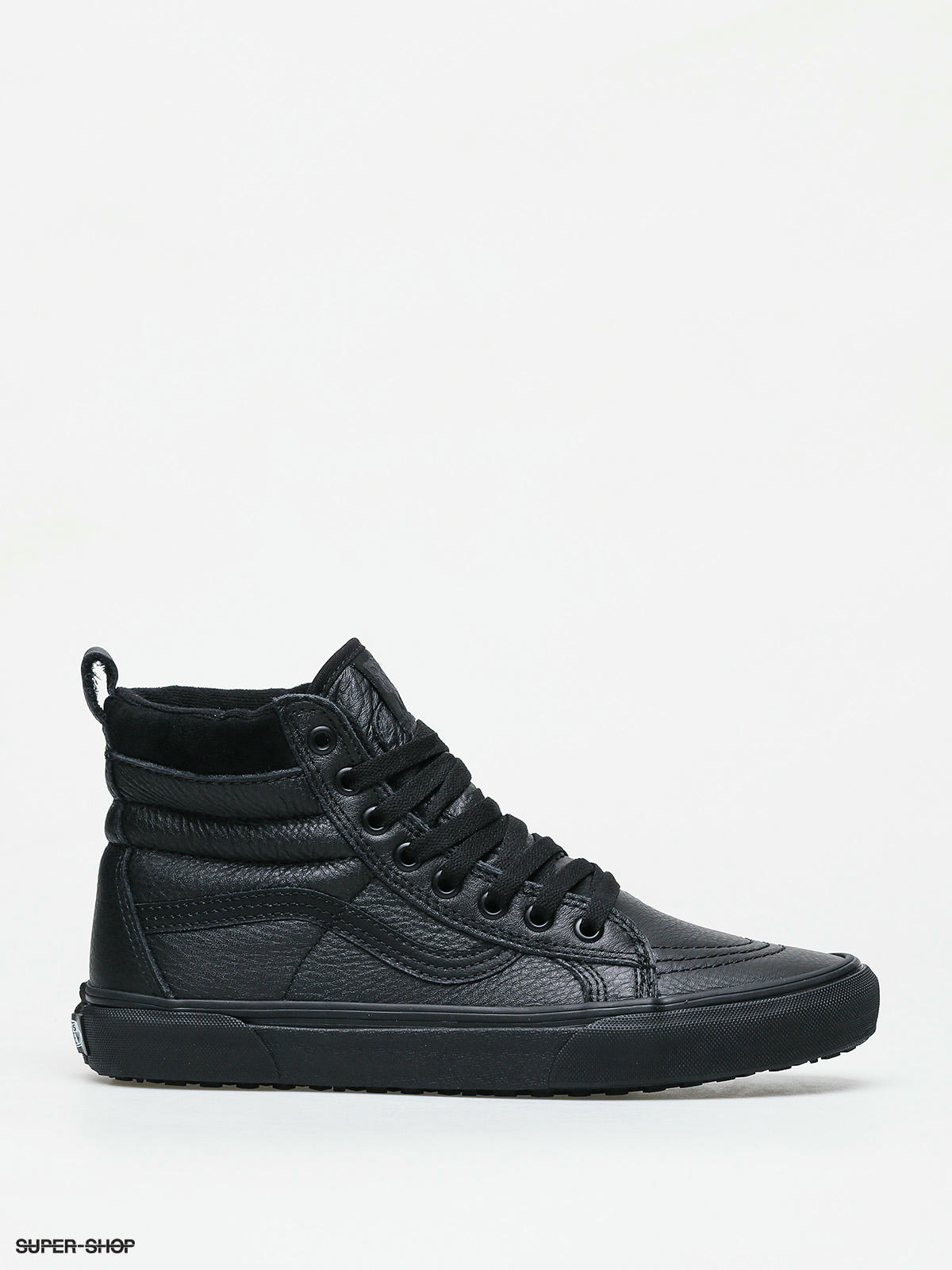 vans all black leather high tops