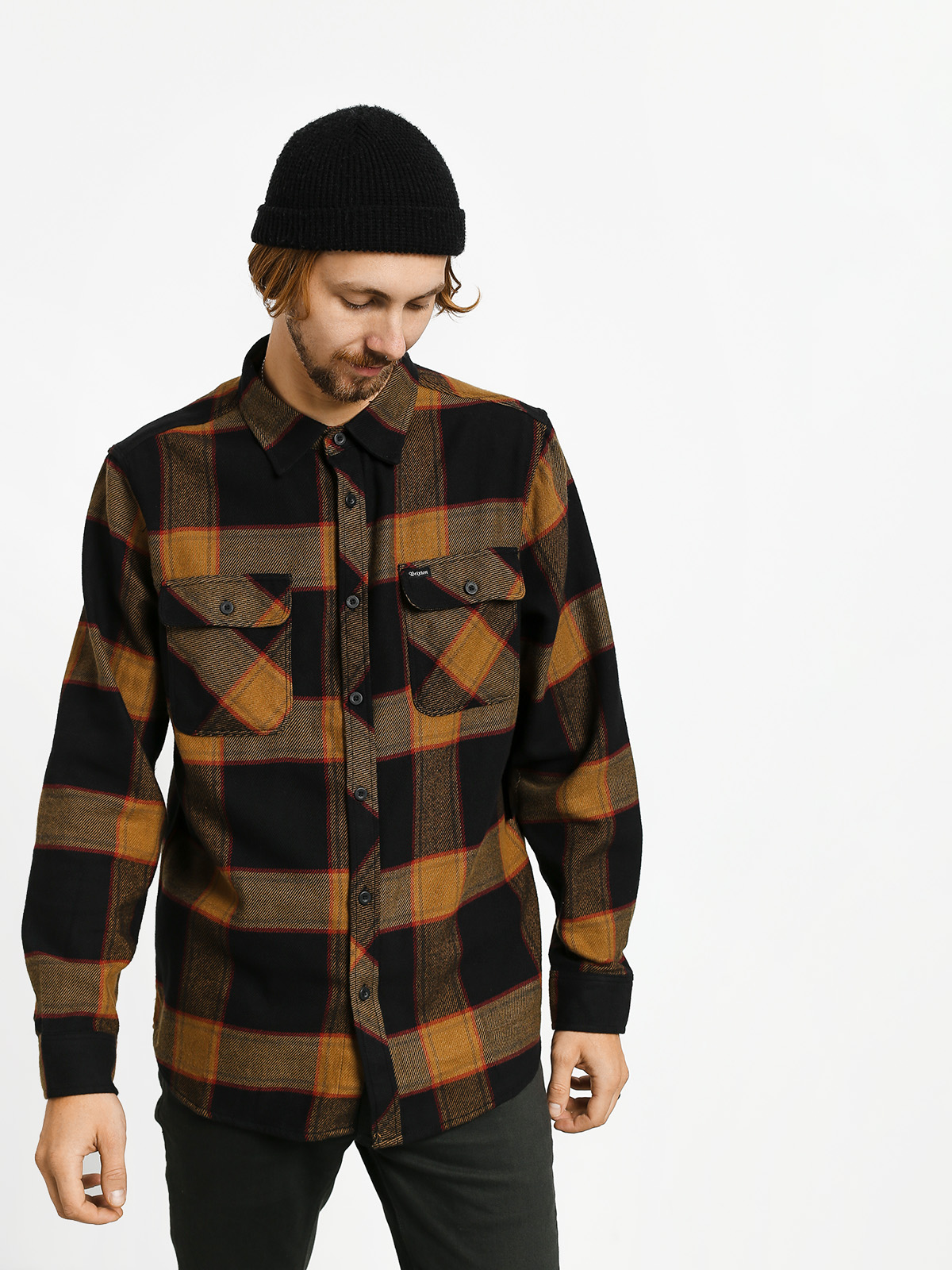 Brixton Bowery Flannel Ls Shirt (black/gold)