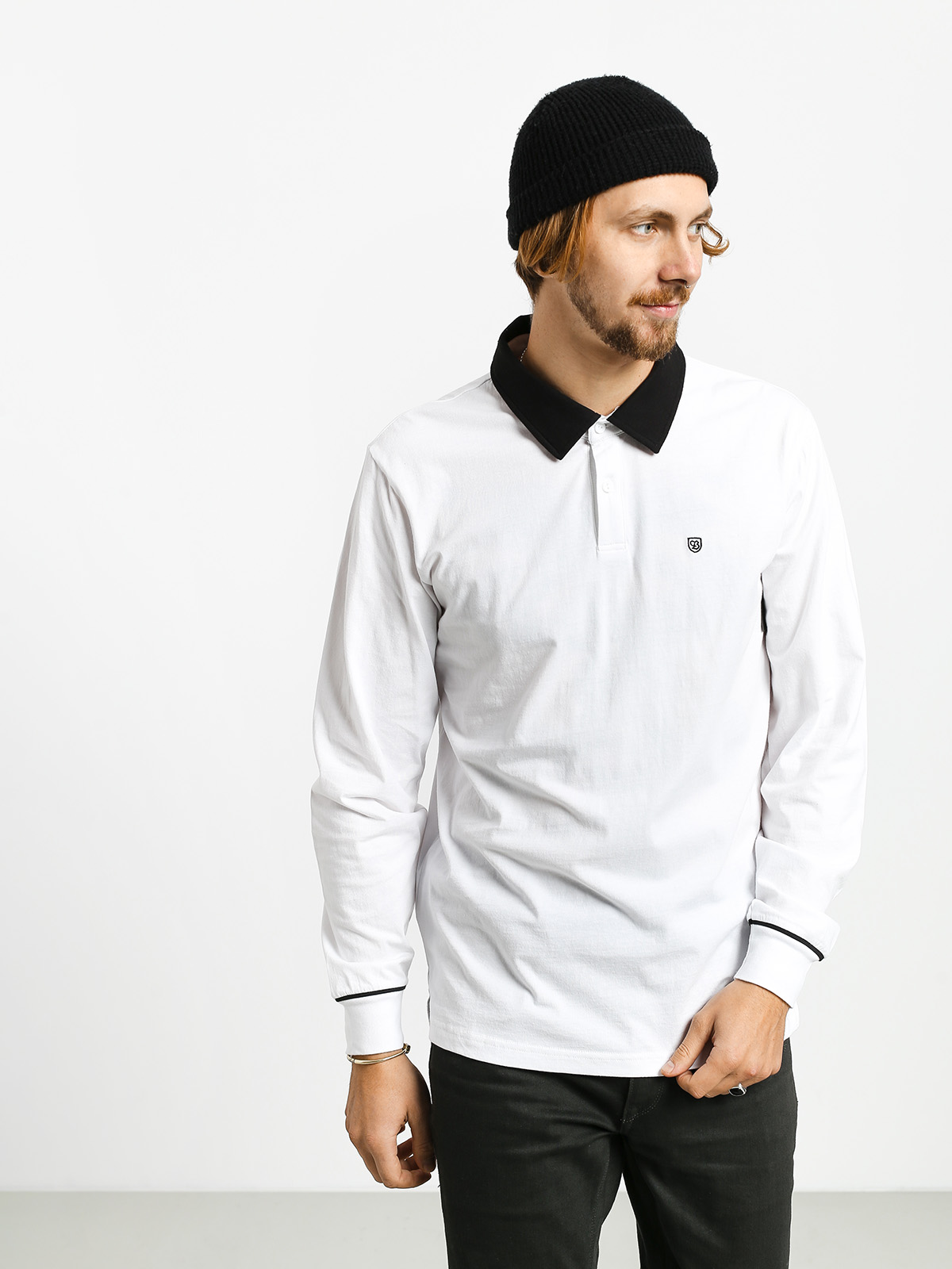 Brixton Carlos Polo Longsleeve white black