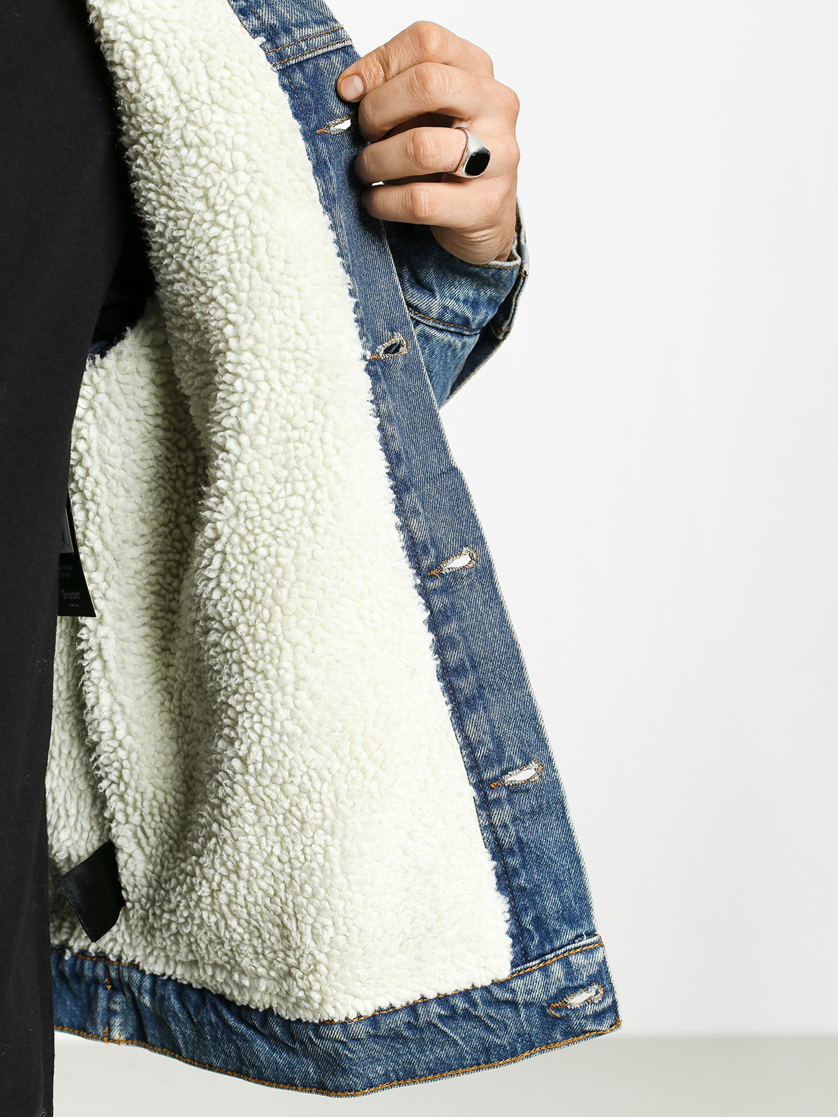 Brixton Cable Sherpa Denim Jacket (worn indigo)