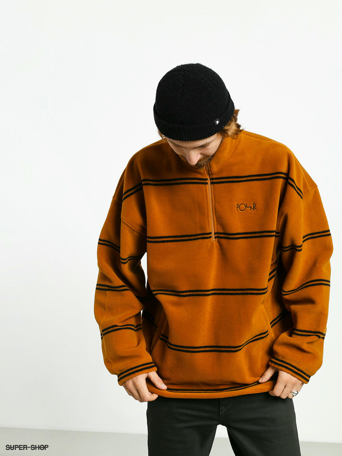 striped fleece pullover