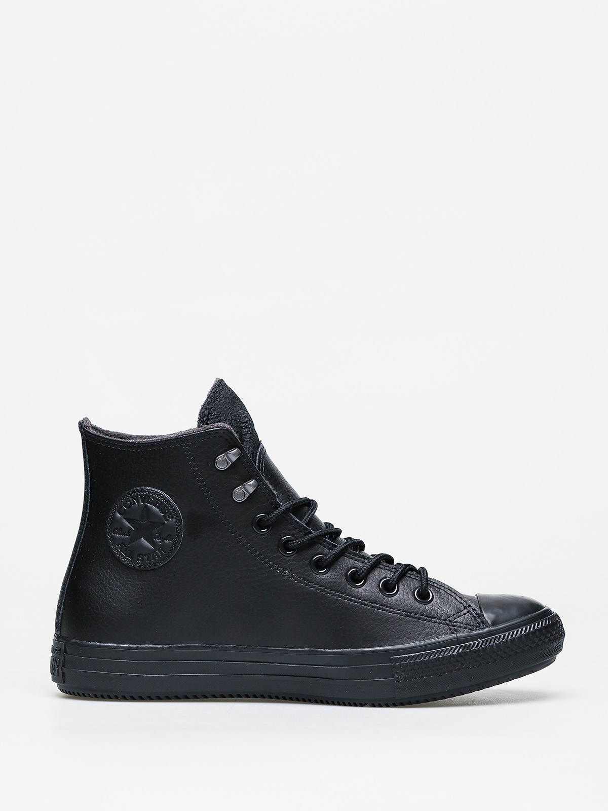 black leather shearling converse