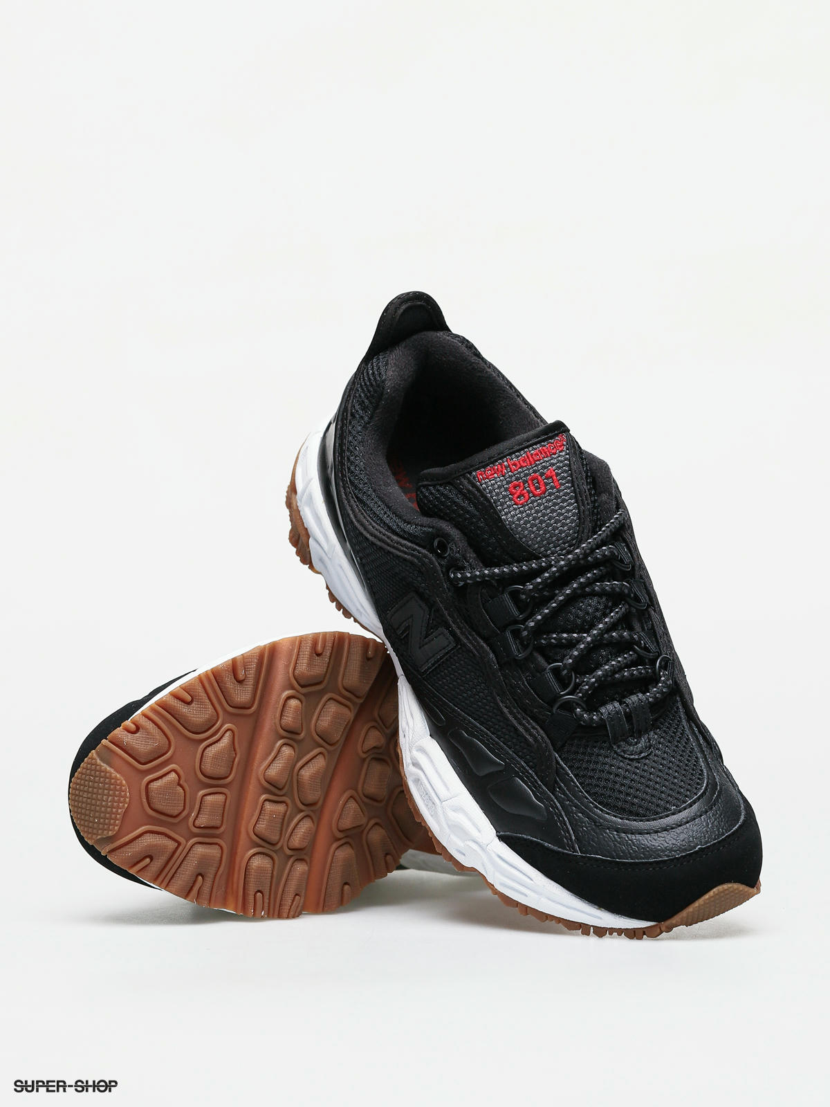 new balance 801 black and gum trainers