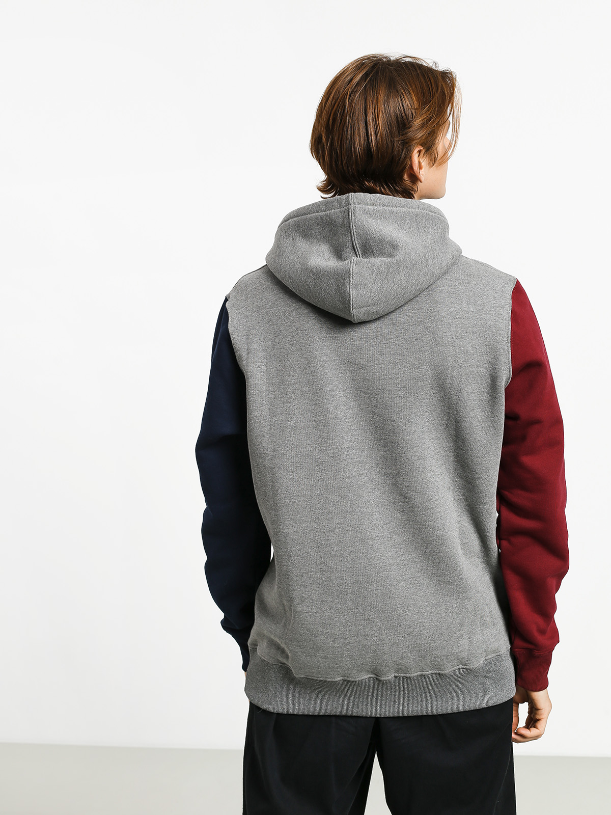 maroon and grey hoodie