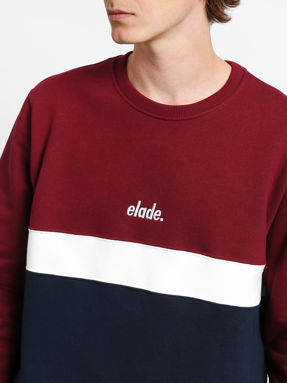 Elade Colour Block Sweatshirt (maroon/white/navy blue)