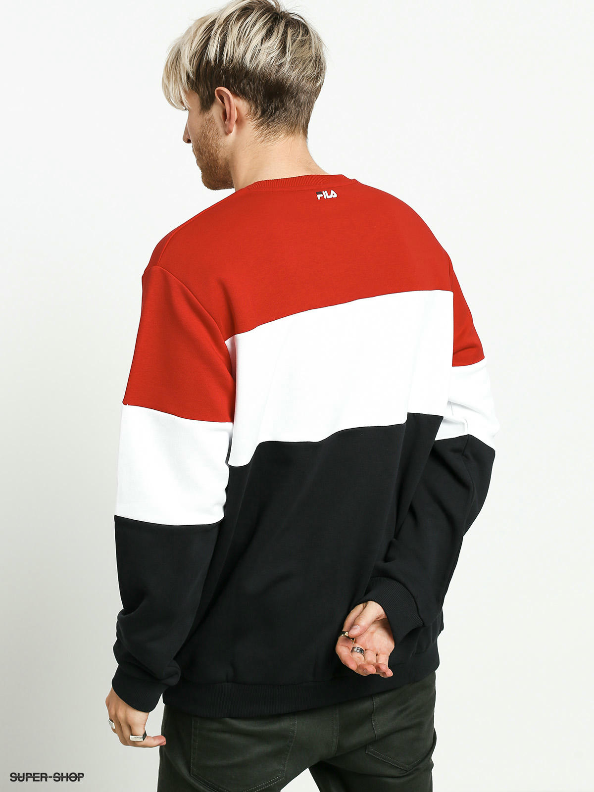 Rusteloos Lada titel Fila Straight Blocked Sweatshirt (true red/black/bright white)