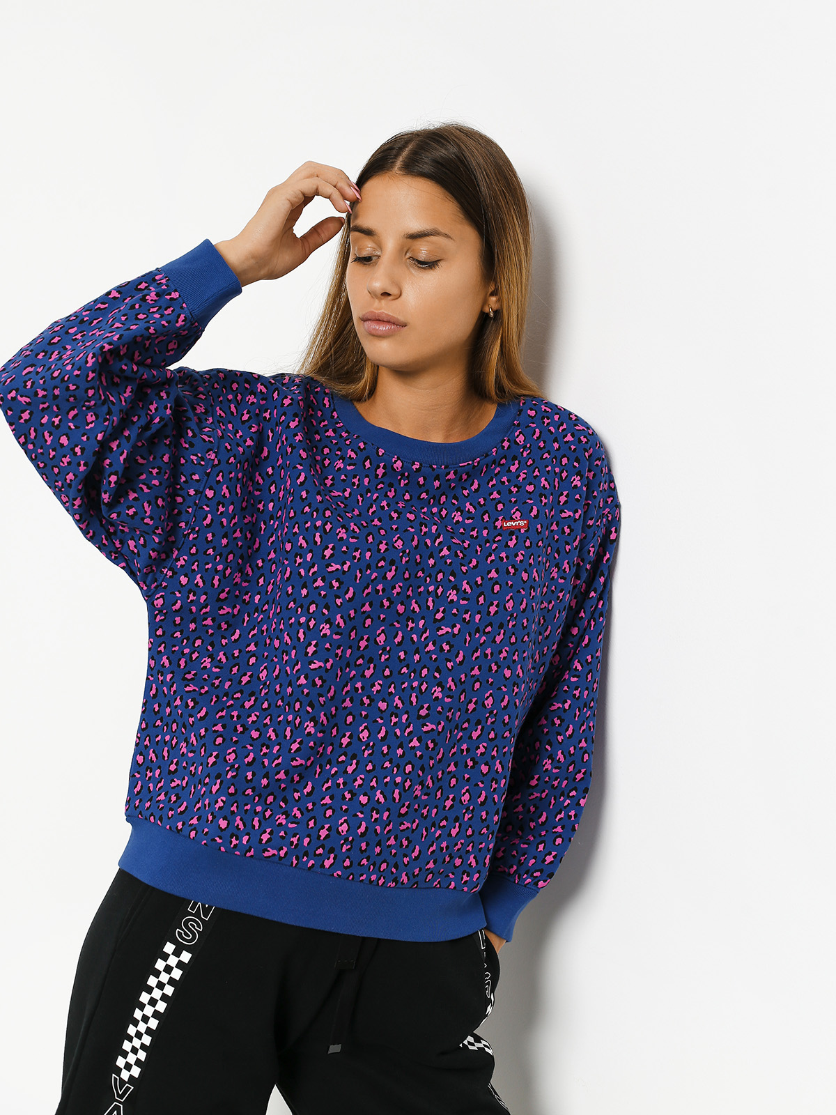 Levi's Isa Crew Fun Leopard Sweatshirt Wmn (blue)