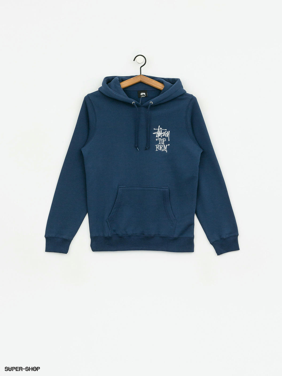 navy blue stussy hoodie