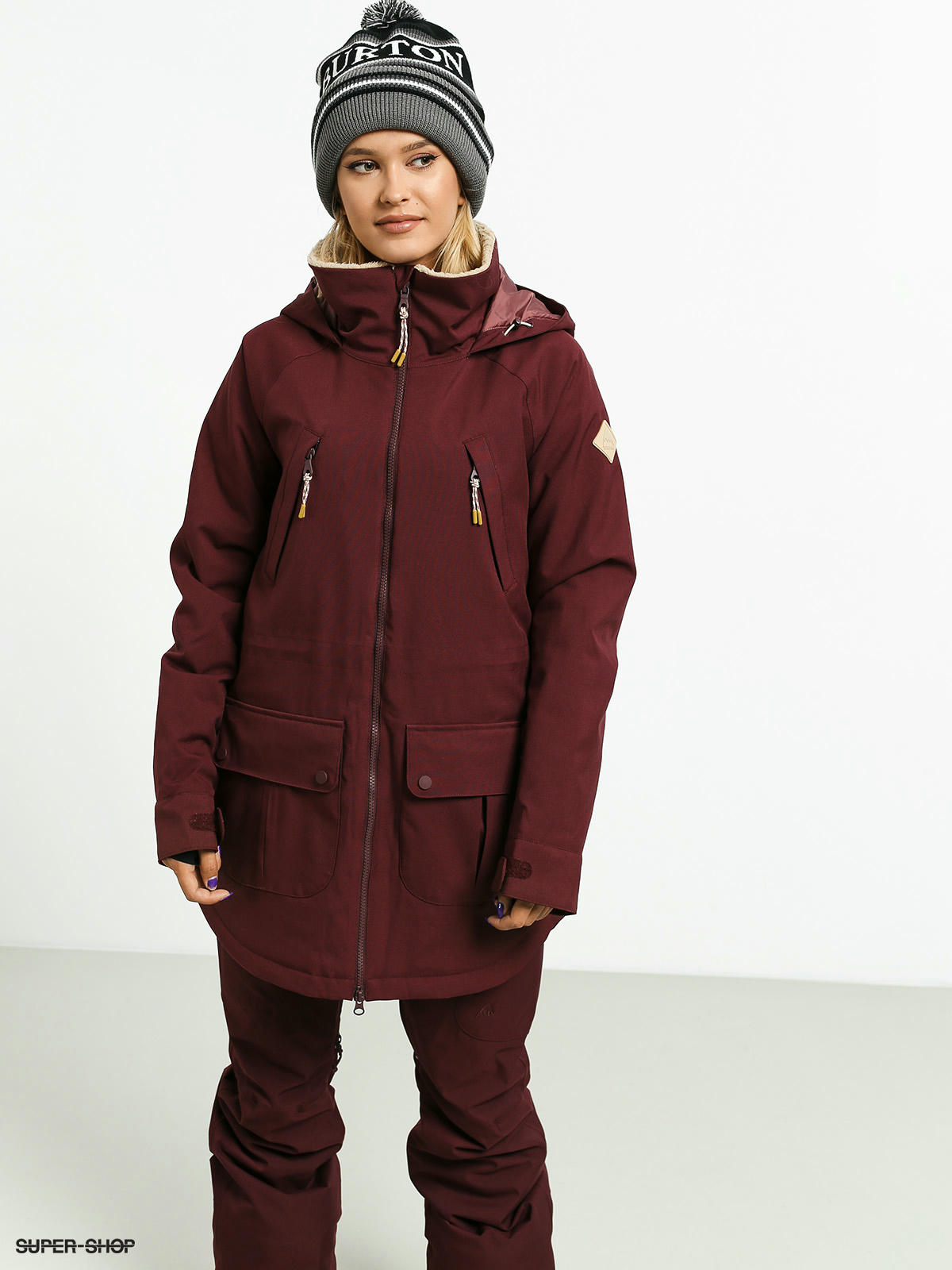 maroon snow jacket