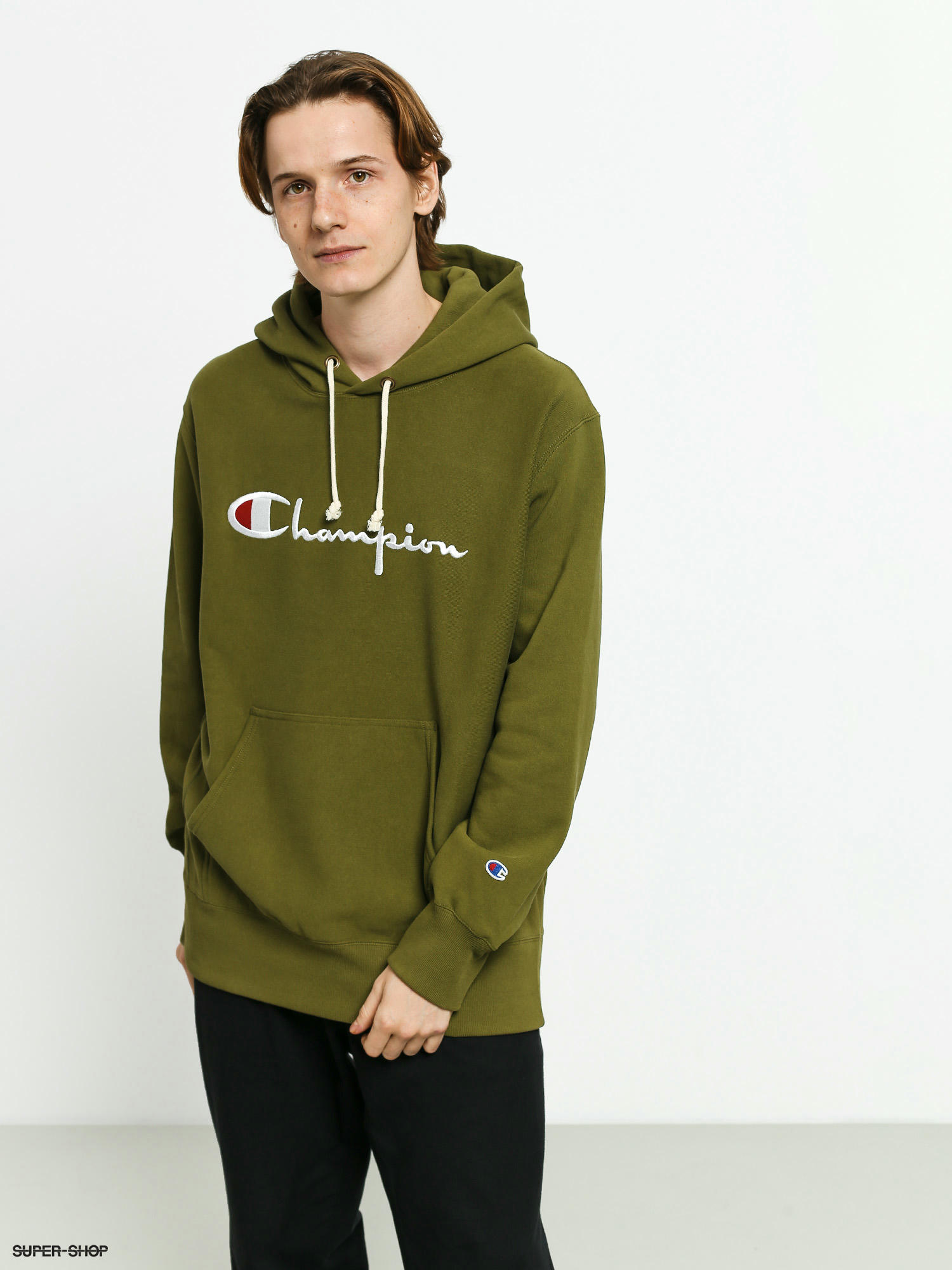 Champion Reverse Weave Hooded Big Logo HD Hoodie green cpo