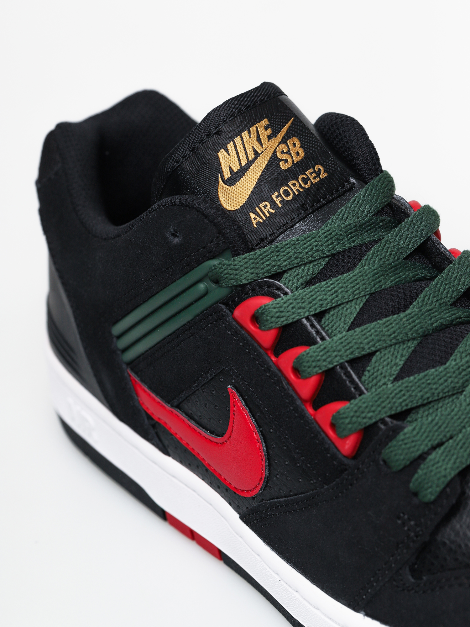 Nike SB Air Force II Low Shoes (black/gym red deep forest)