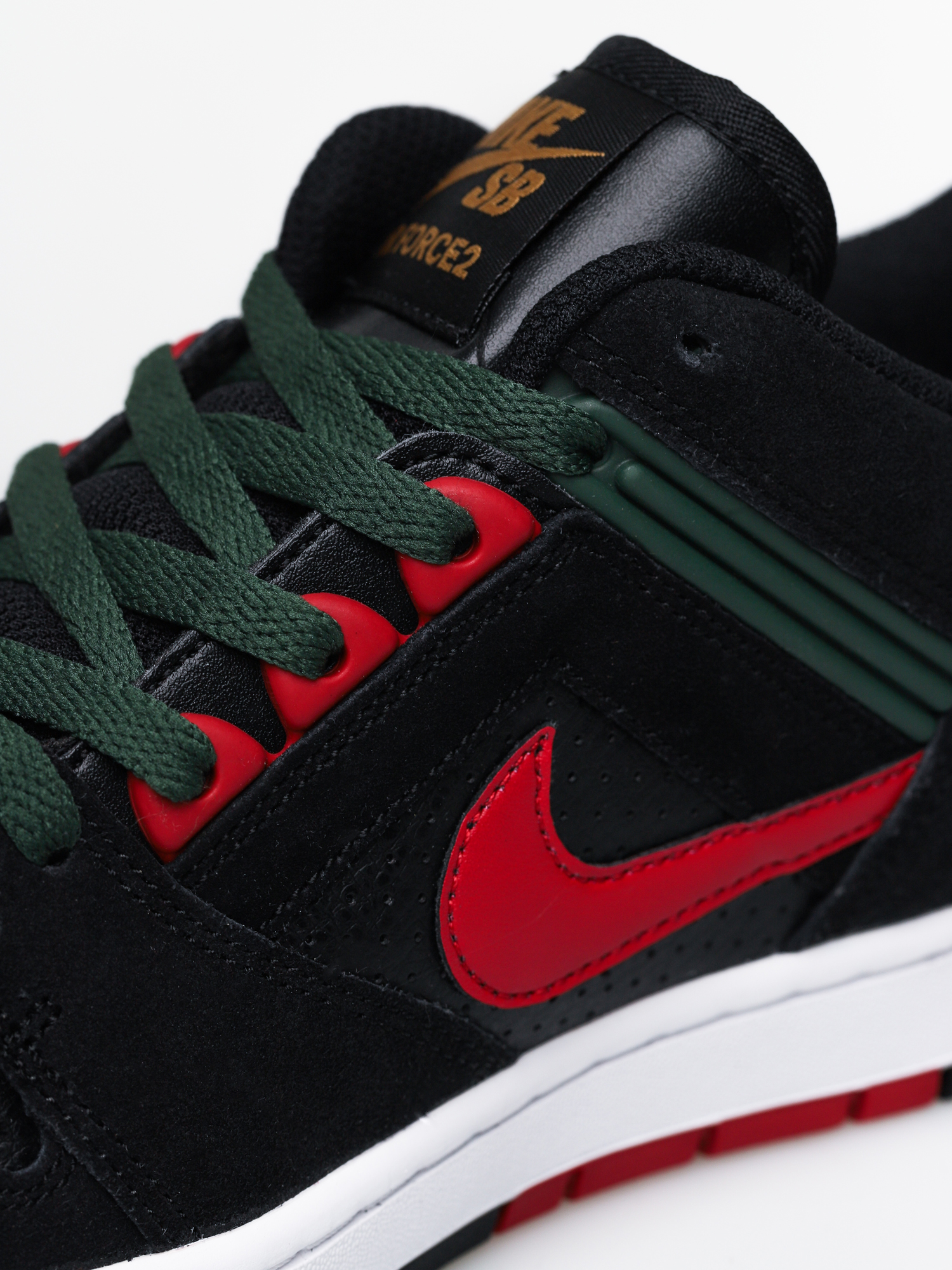 Nike SB Air Force II Low Shoes black (black/gym red deep forest)
