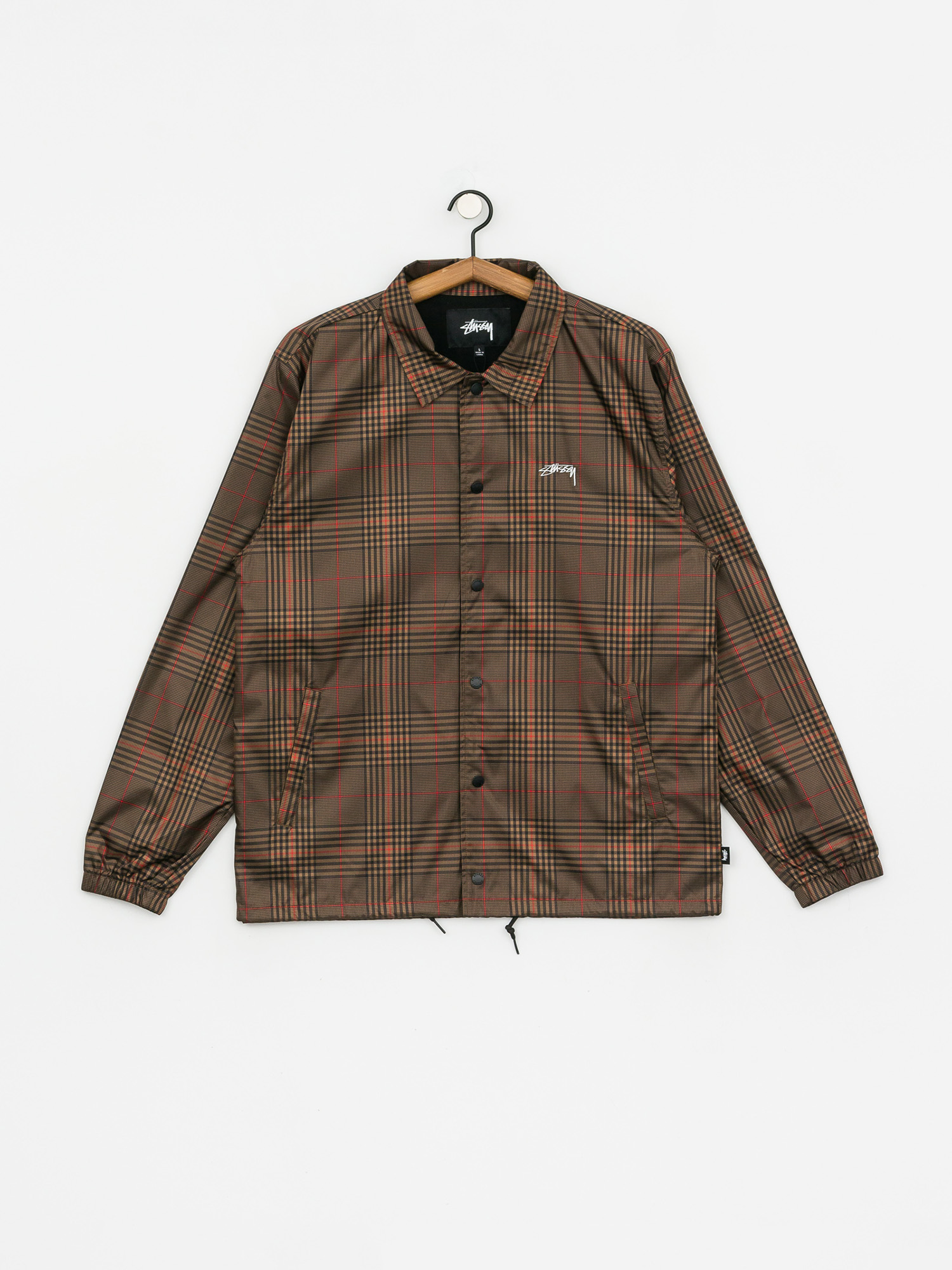 Stussy Plaid Coach Jacket - brown (brown)