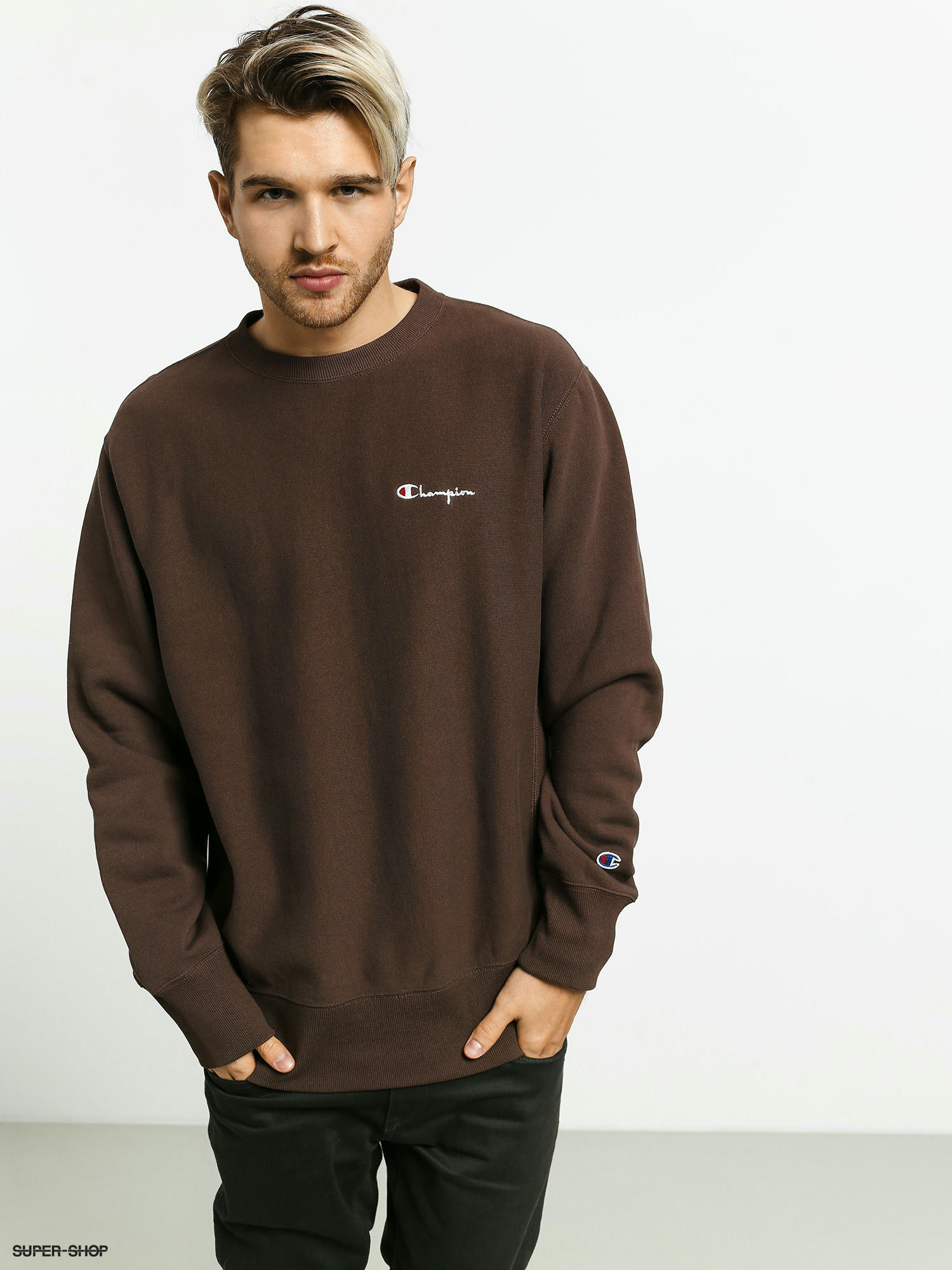 champion reverse weave left chest crew neck sweatshirt