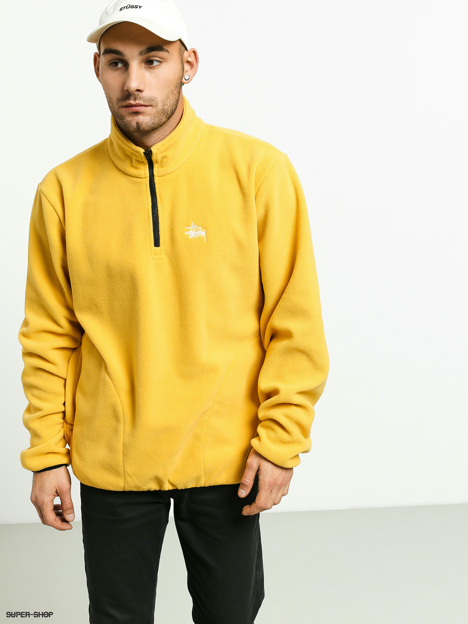 Stussy Basic Polar Fleece Mock Sweatshirt (mustard)