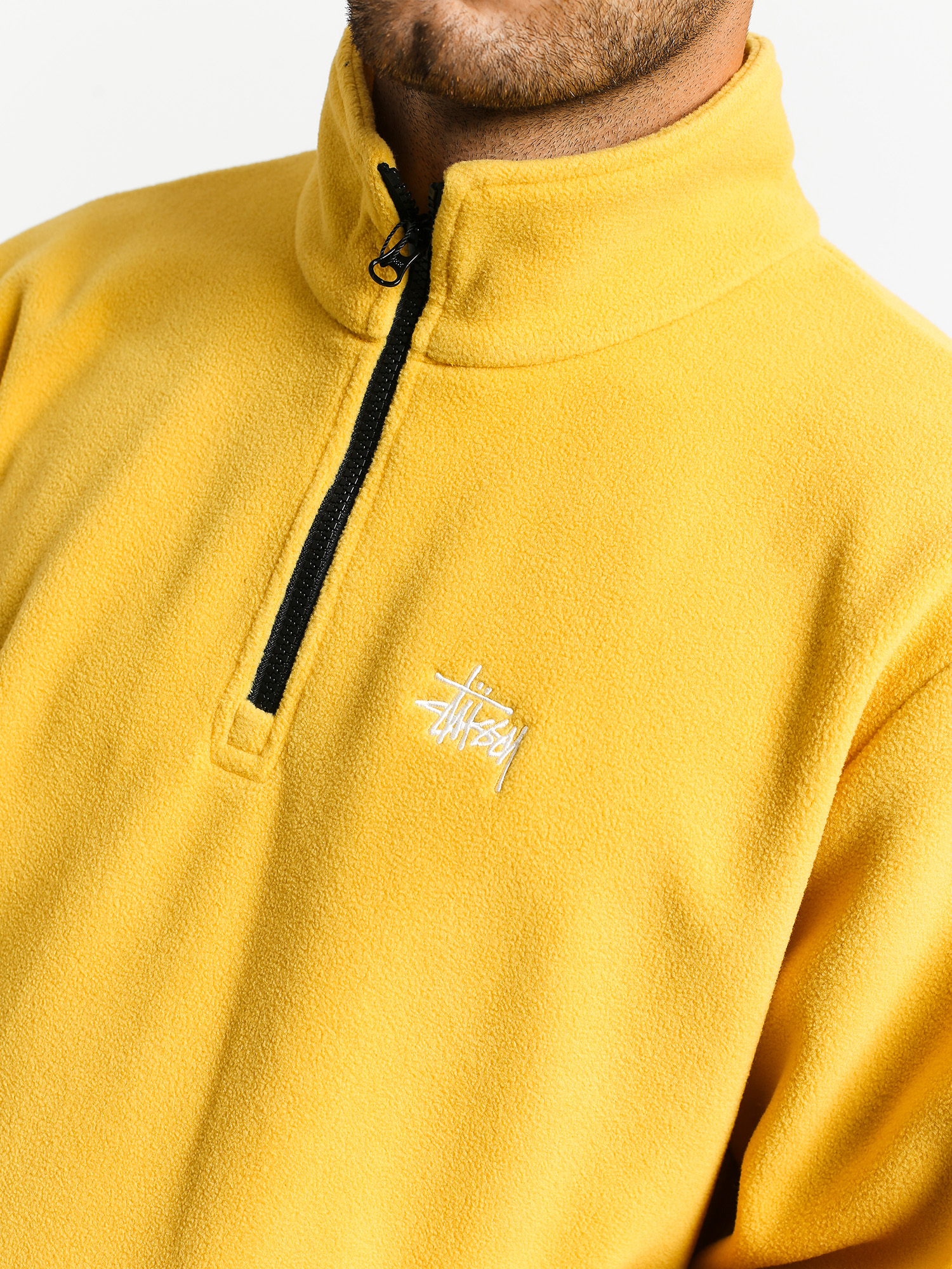 Stussy Basic Polar Fleece Mock Sweatshirt (mustard)