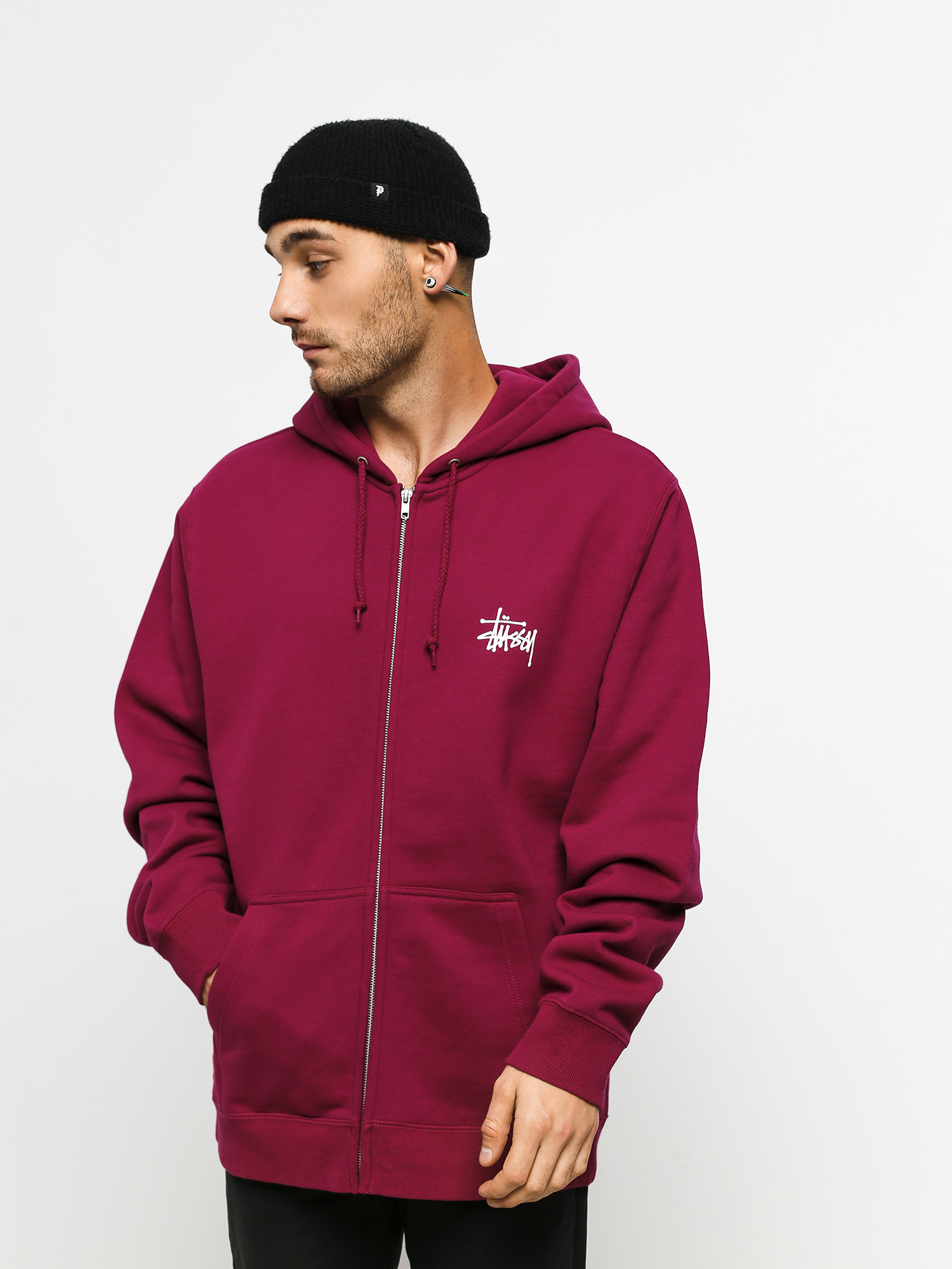 Stussy Basic Zip HD Hoodie (wine)