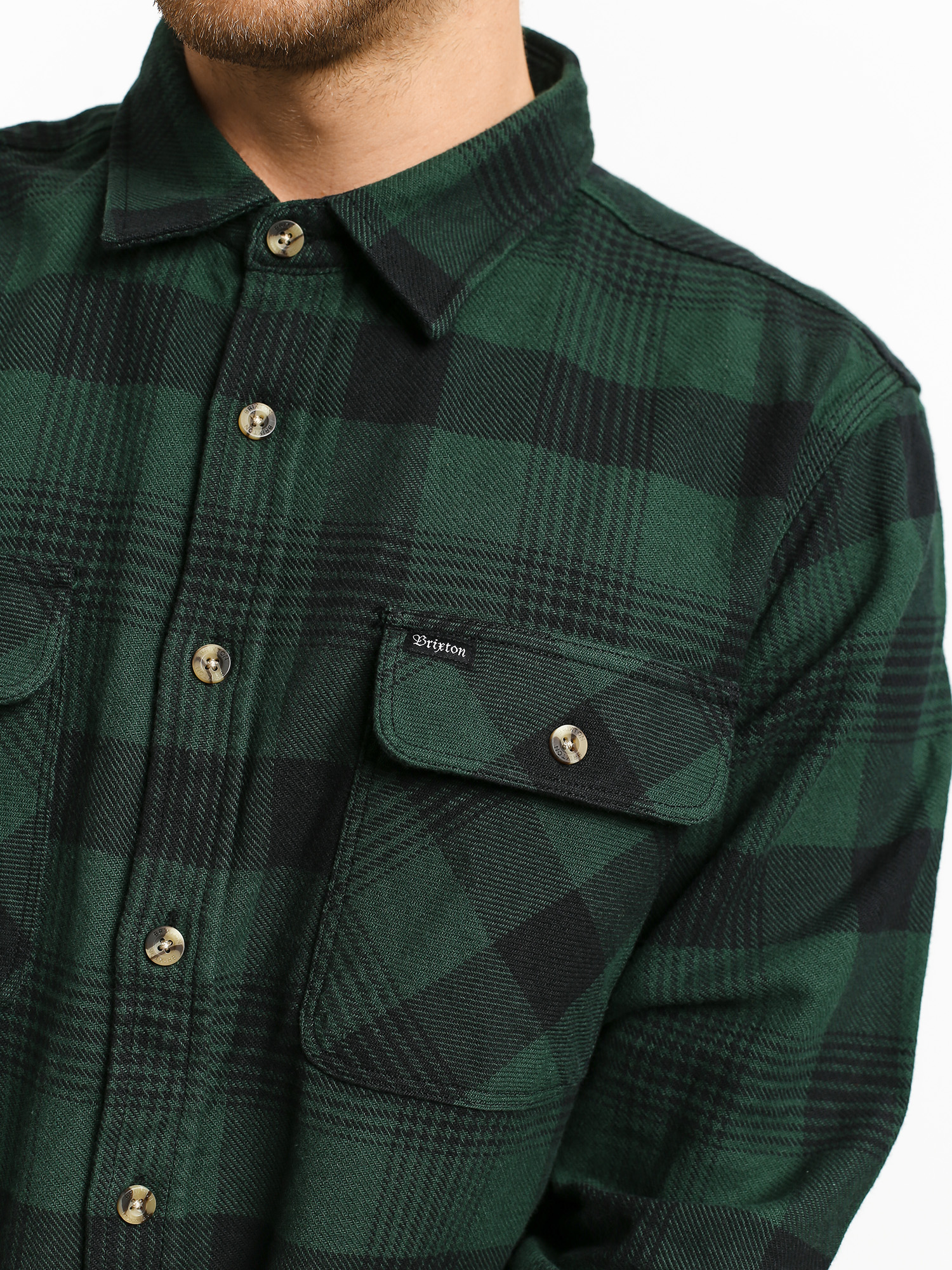 Brixton Bowery Flannel Ls Shirt (black/green)
