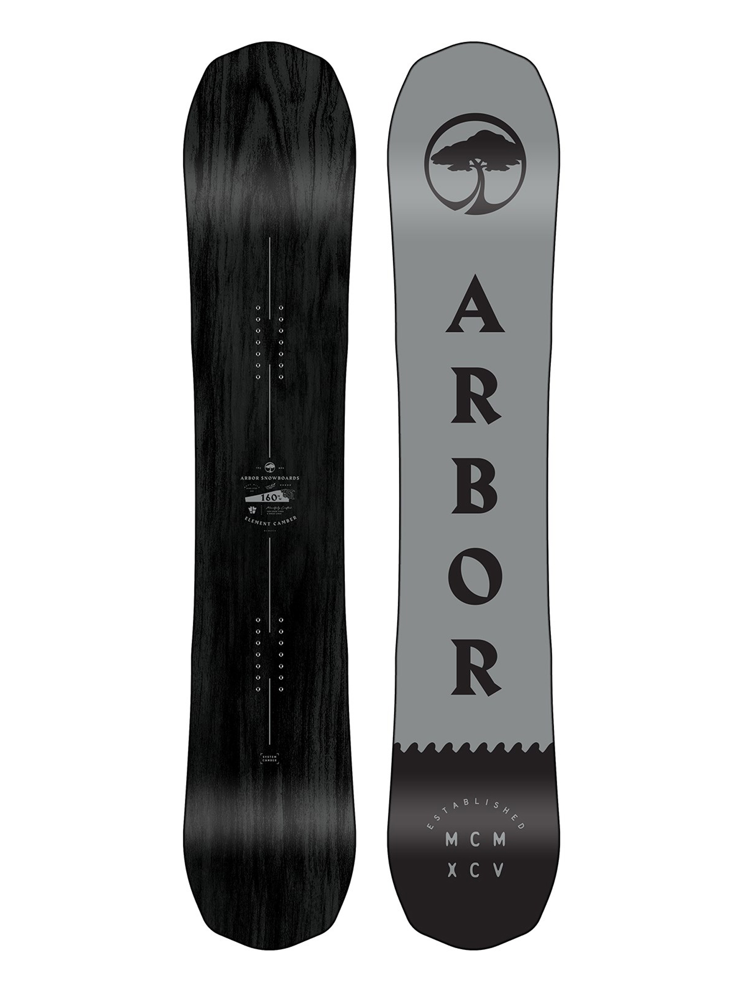 Mens Arbor Element Black Camber Snowboard (grey/navy)