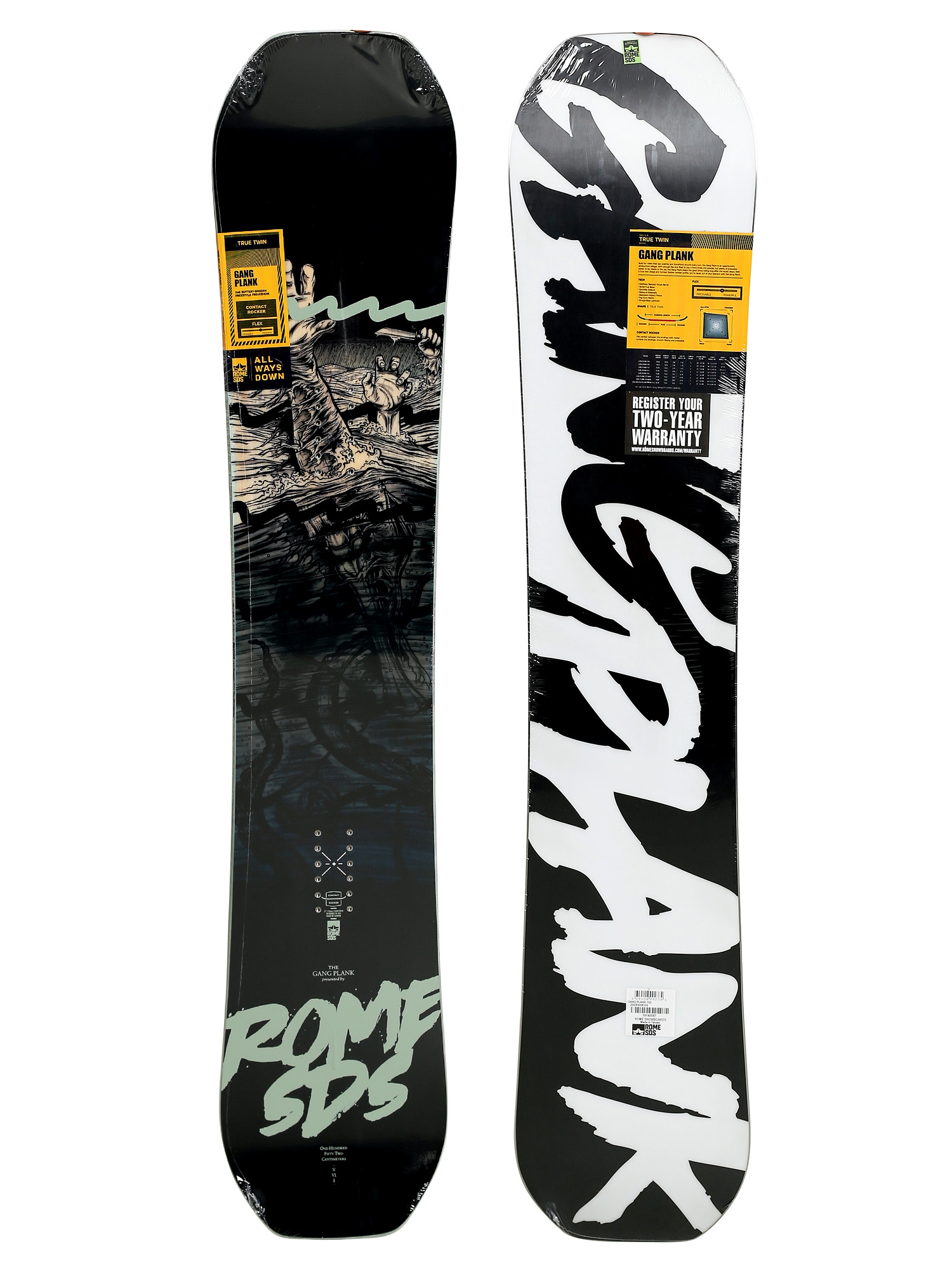 Rome Gang Plank Snowboard - grey (white/black)